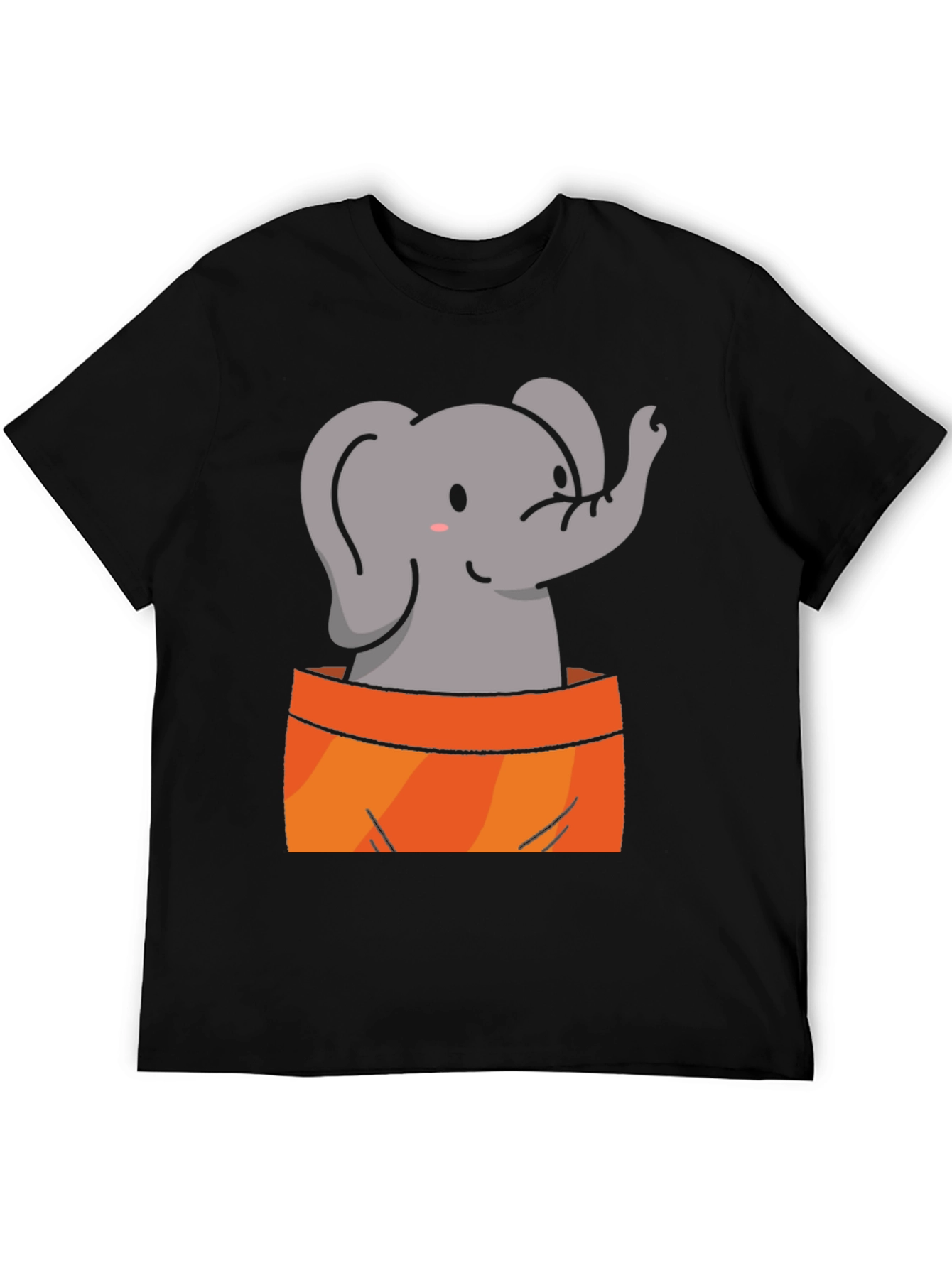 Cute Elephant Graphic Tee - Soft Black Cotton Shirt