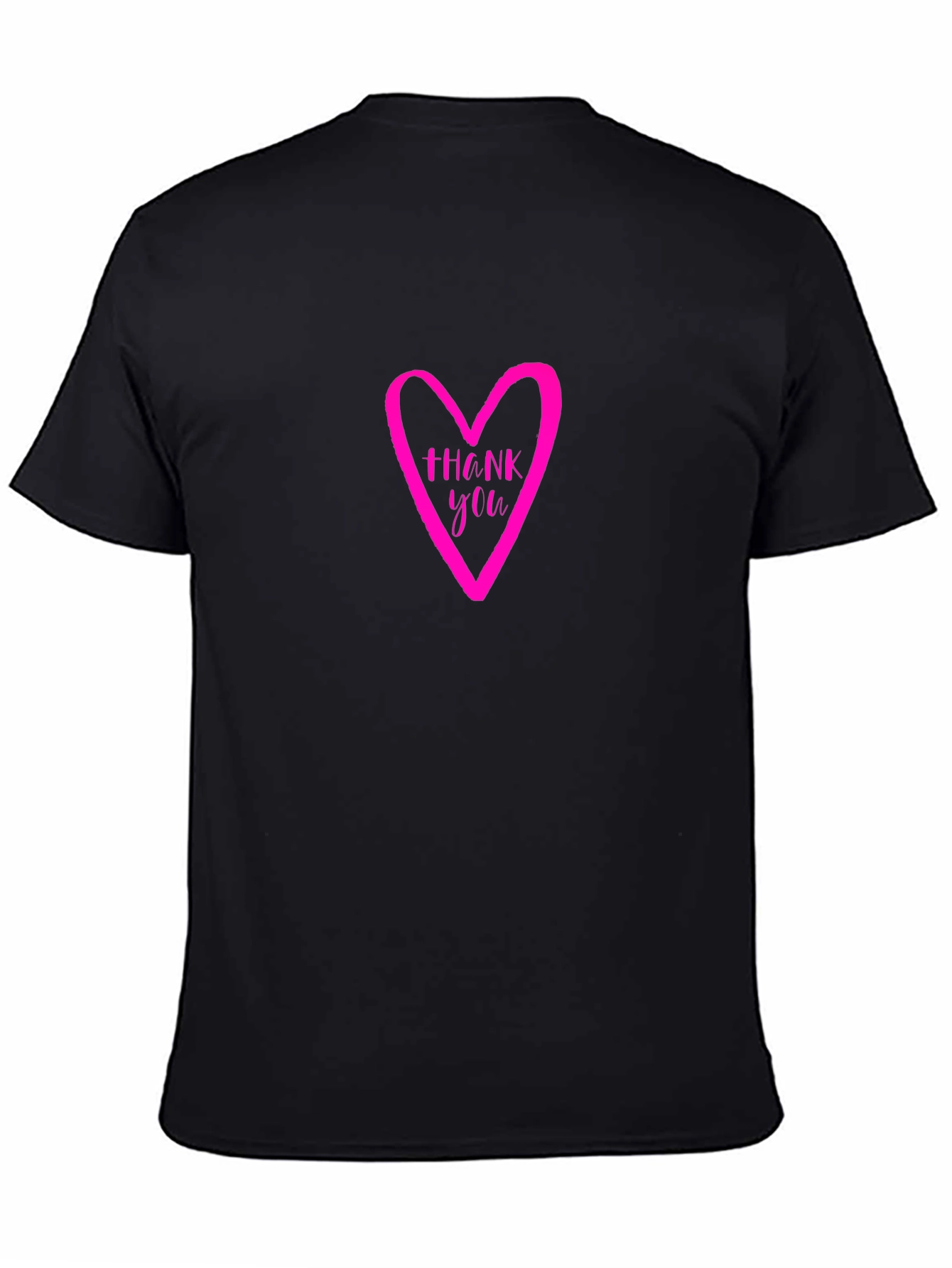 Thank You Heart Graphic Tee - Casual Black T-Shirt