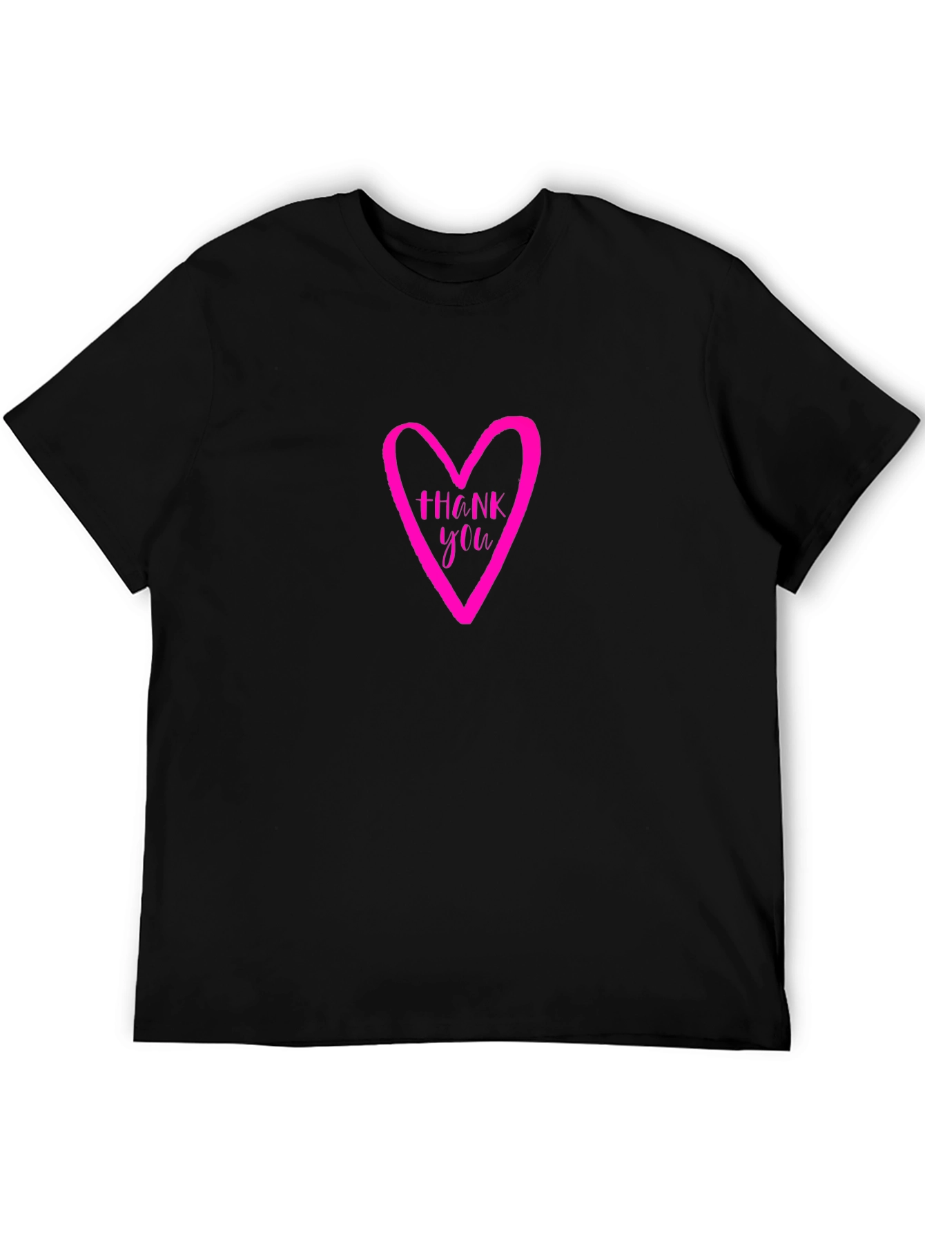 Thank You Heart Graphic Tee - Casual Black T-Shirt