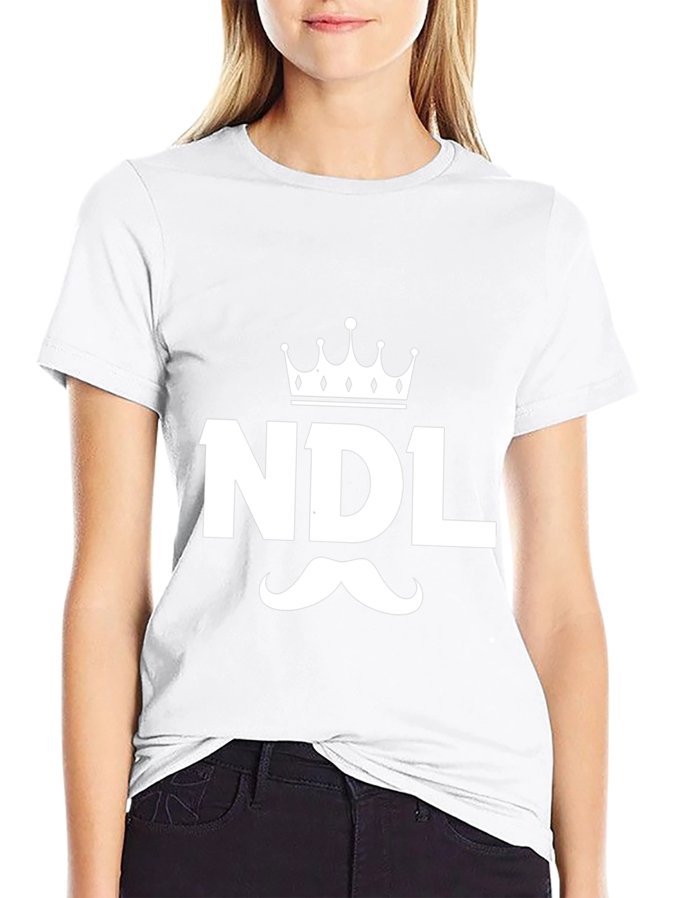 NDL Crown & Mustache Graphic T-Shirt - Black Cotton