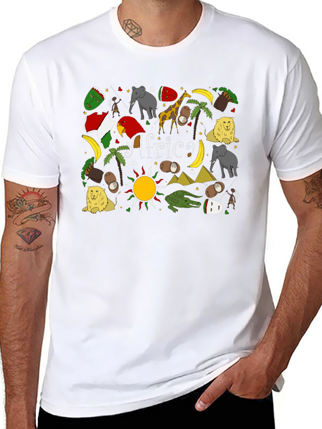 Africa Graphic Print Tee - Novelty Mens T-Shirt