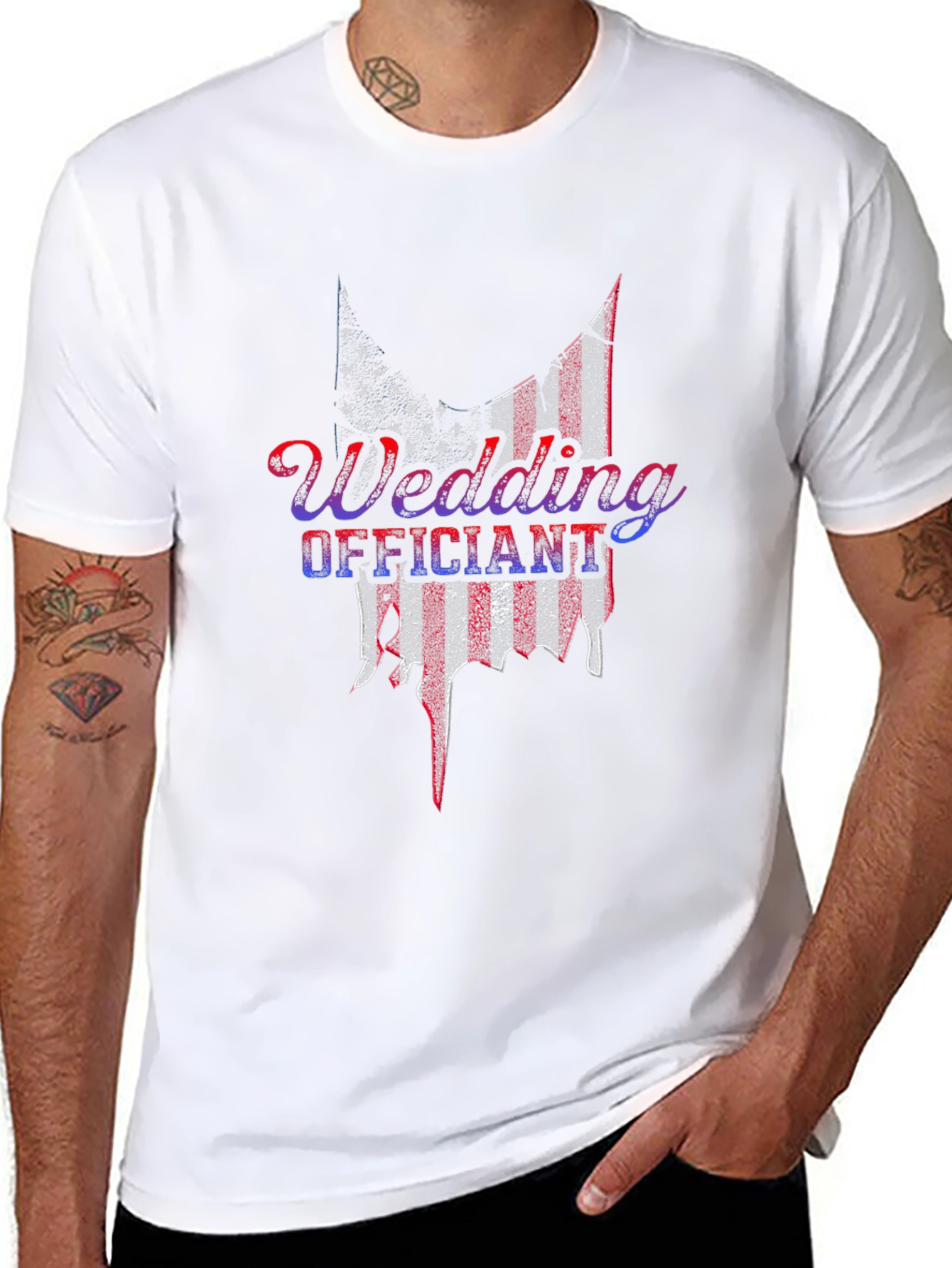 Wedding Officiant Patriotic American Flag T-Shirt