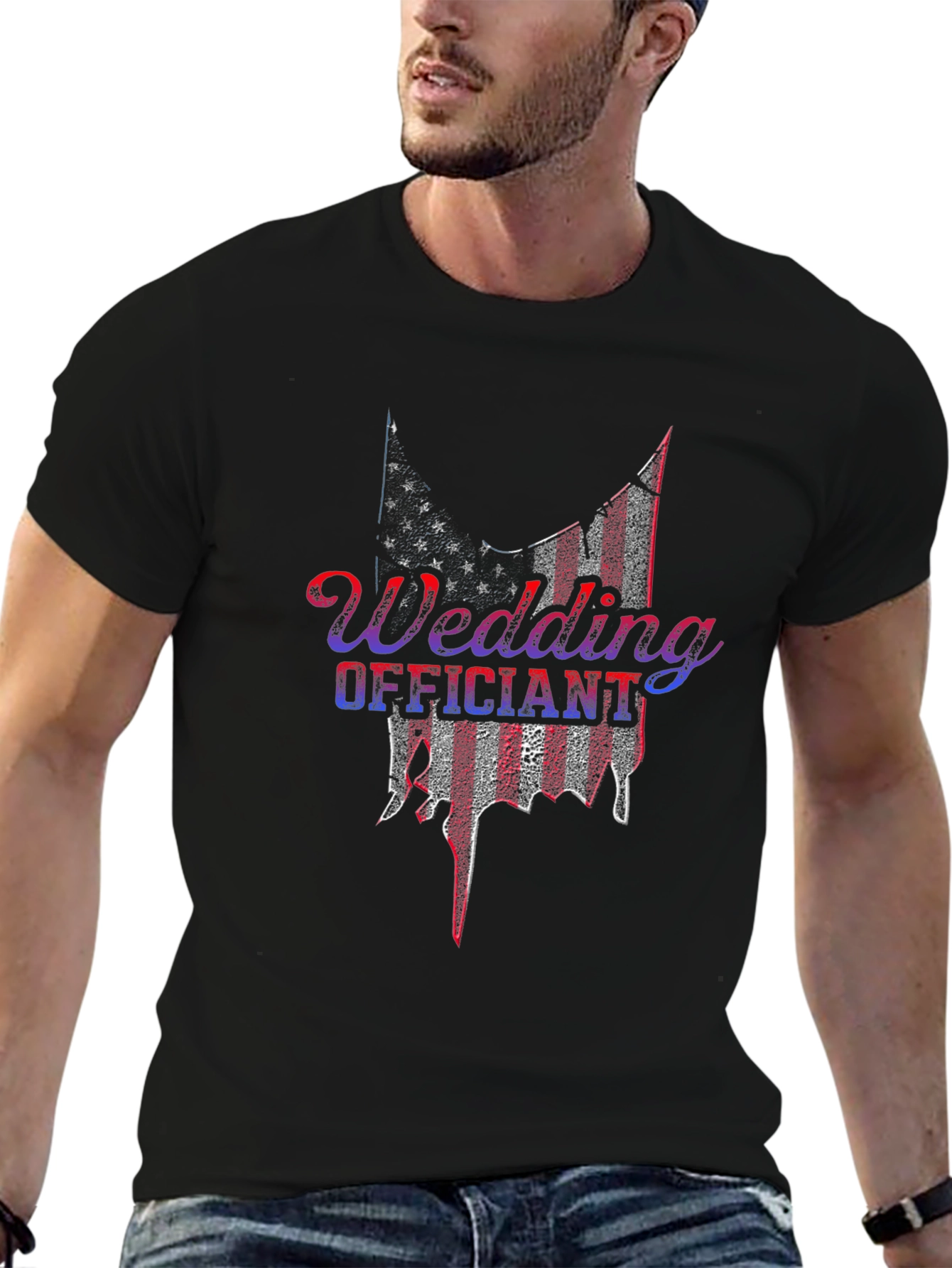 Wedding Officiant Patriotic American Flag T-Shirt