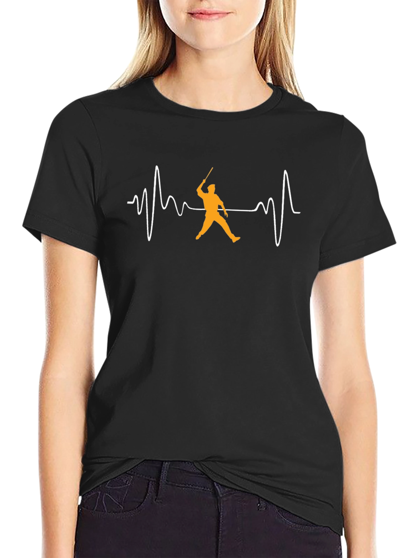 Cricket Heartbeat T-Shirt - Black Cotton Tee
