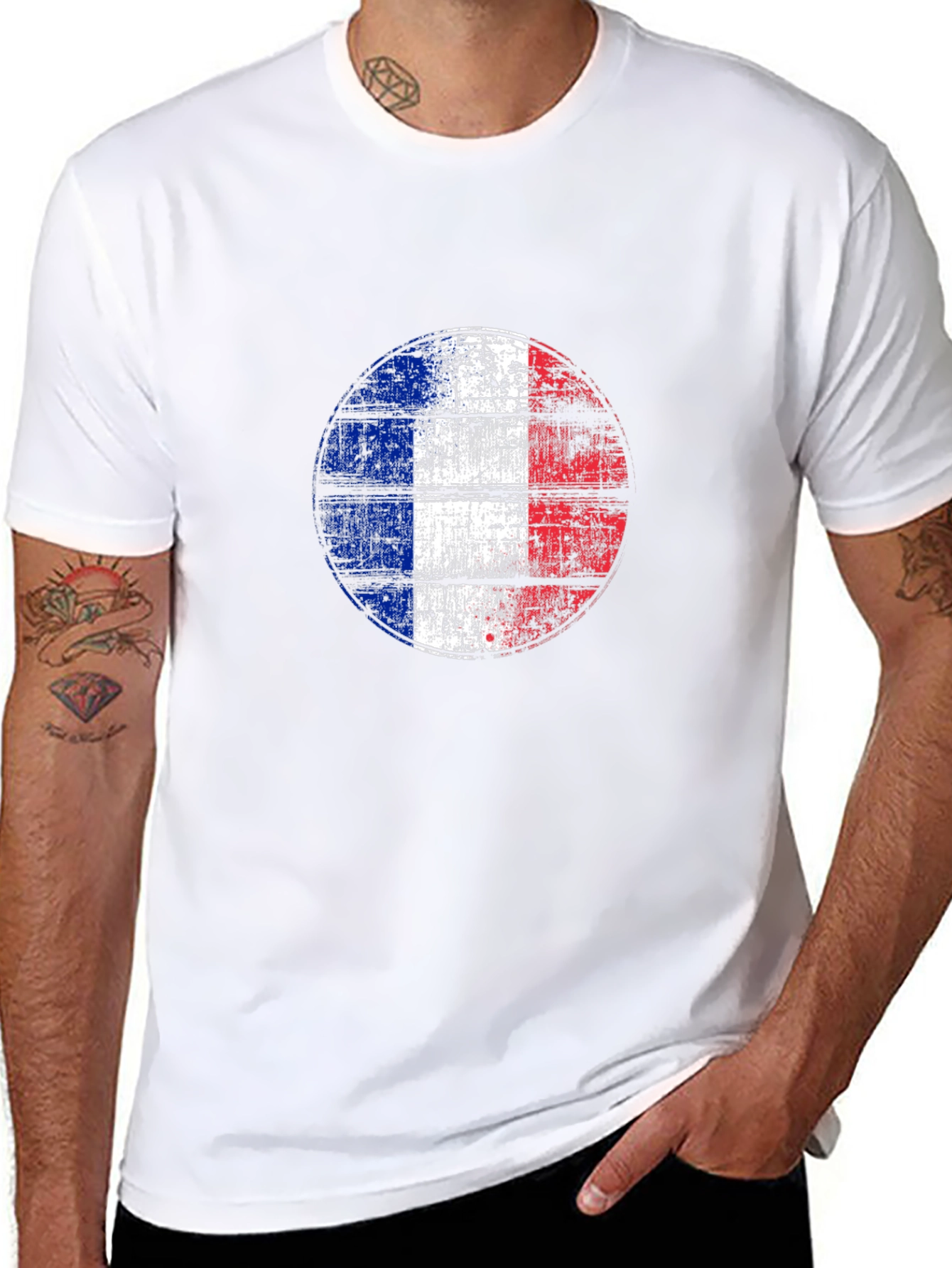 French Flag T-Shirt - Distressed Graphic Tee