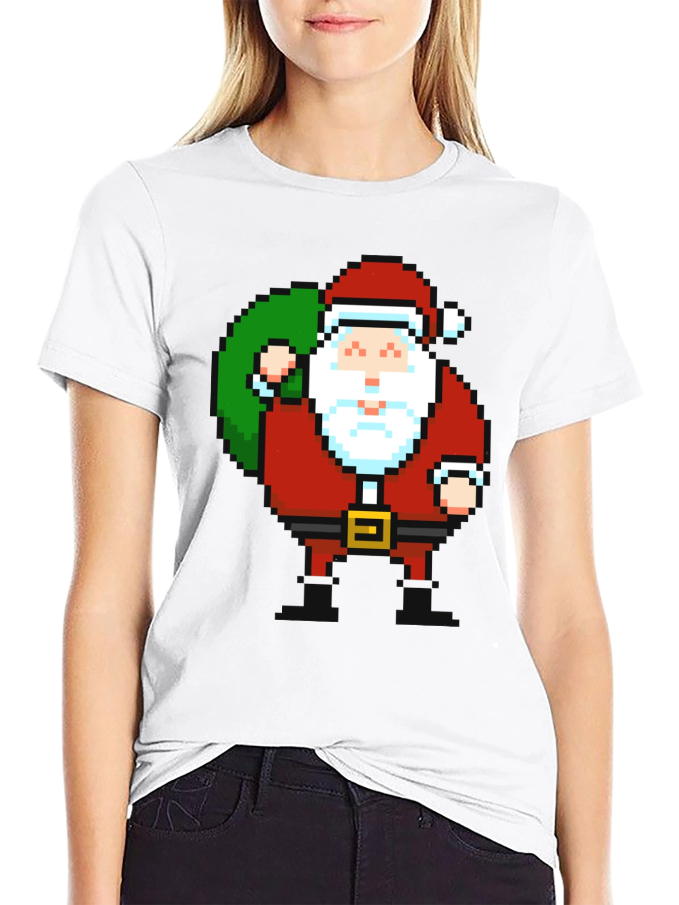 Pixel Santa T-Shirt - Retro Holiday Style