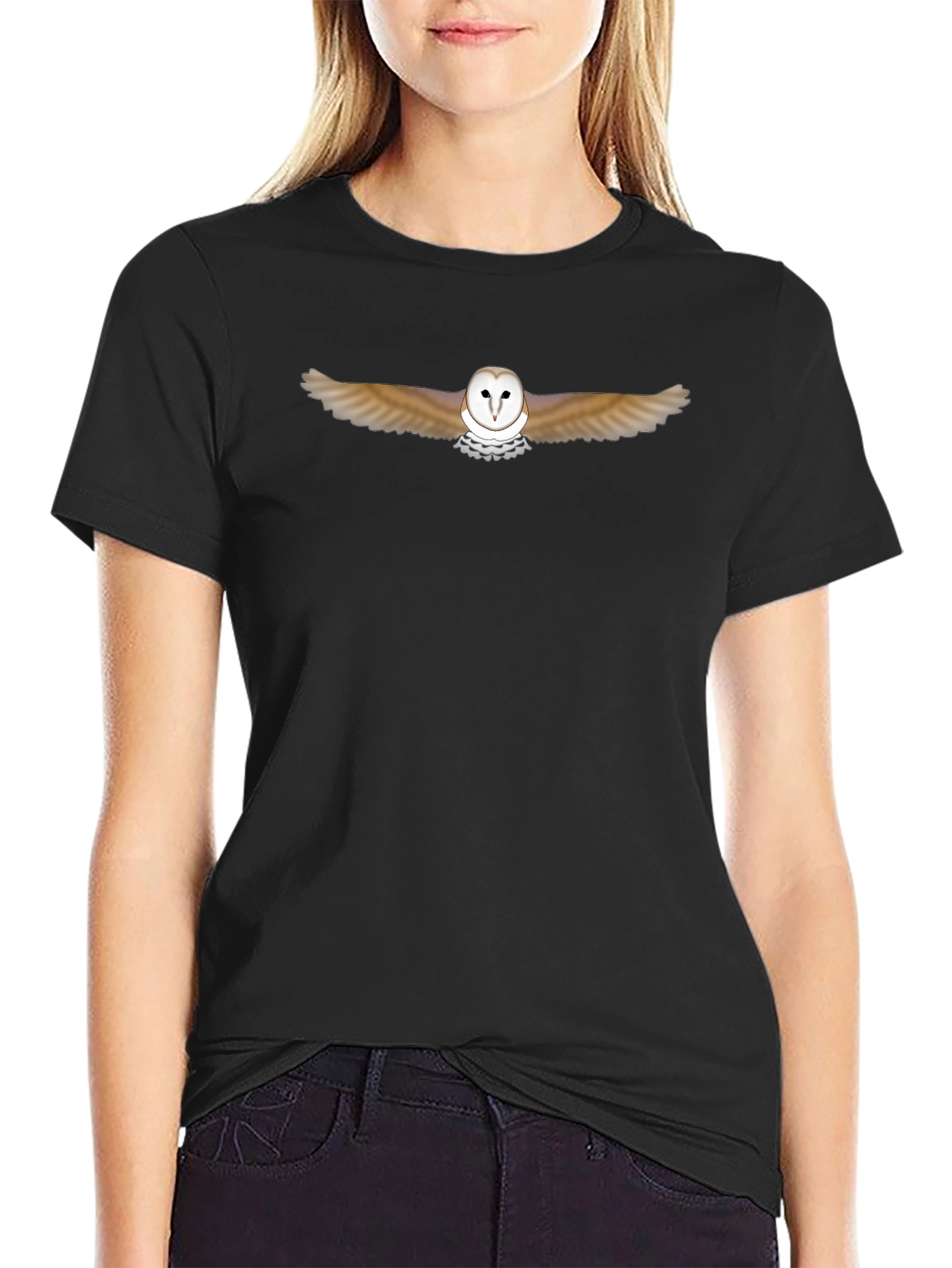 Barn Owl Graphic Black T-Shirt