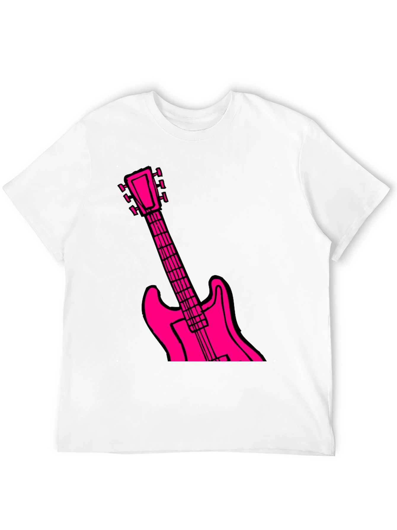 Black T-Shirt with Pink Guitar Graphic