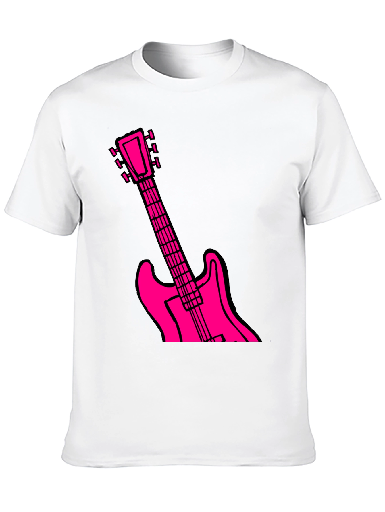 Black T-Shirt with Pink Guitar Graphic
