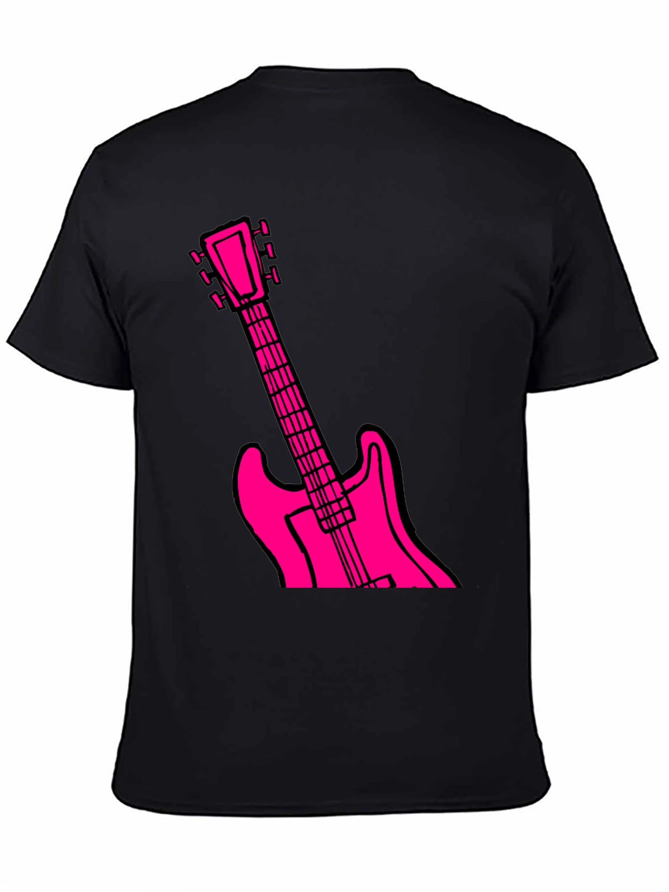 Black T-Shirt with Pink Guitar Graphic