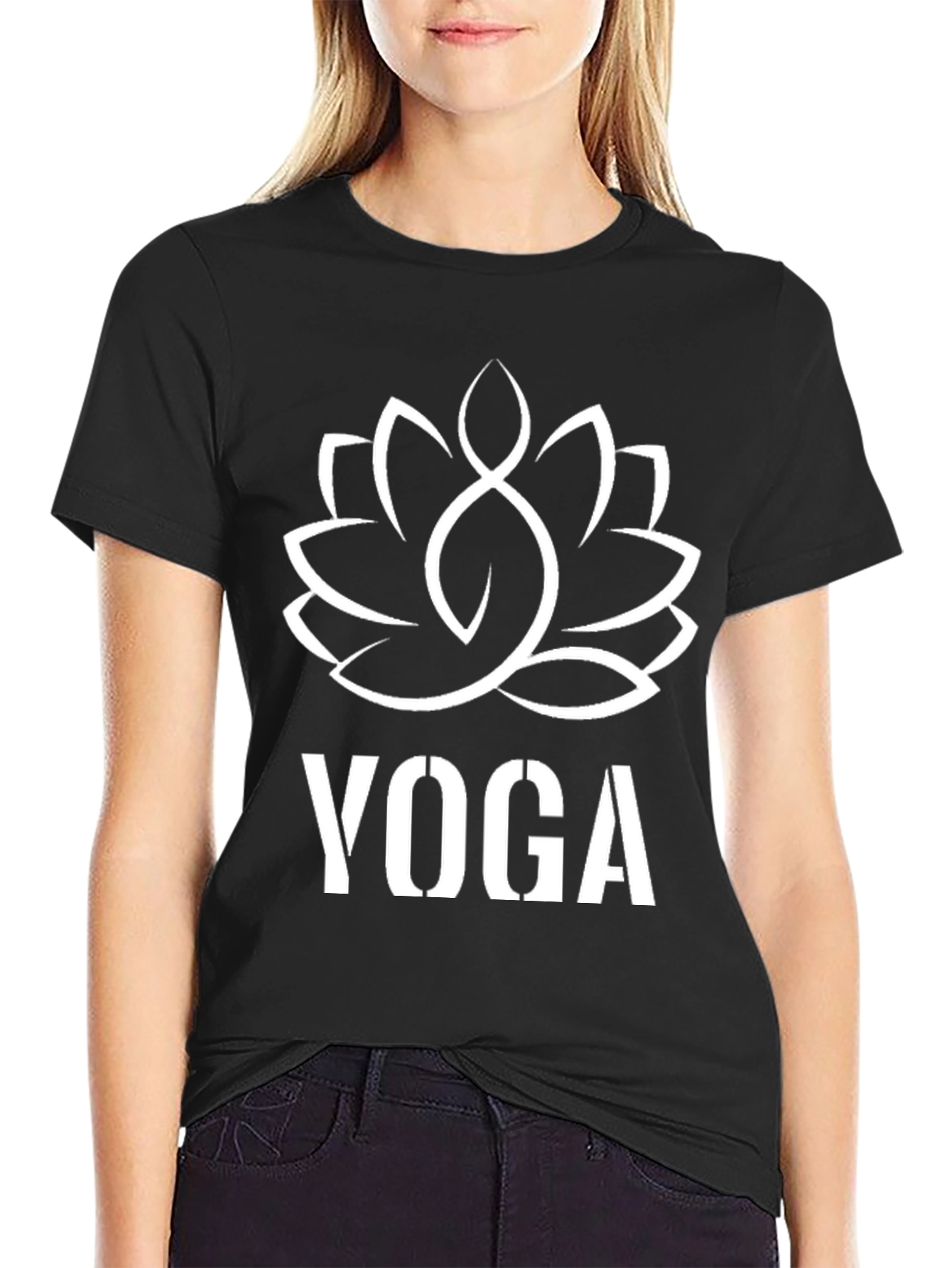 Yoga Lotus Flower Graphic Tee - Unisex Black T-Shirt