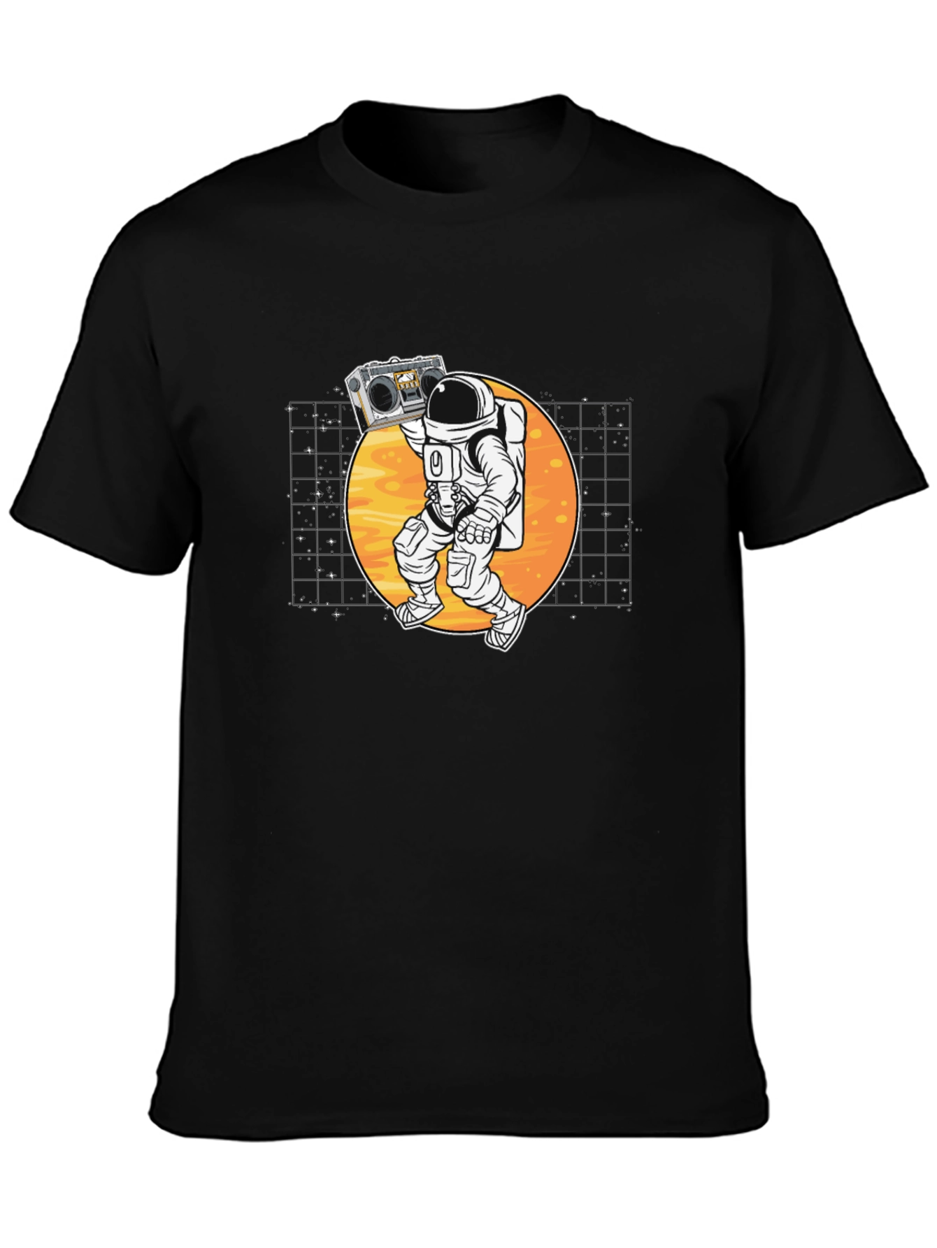 Astronaut Boombox Black T-Shirt - Space Vibes