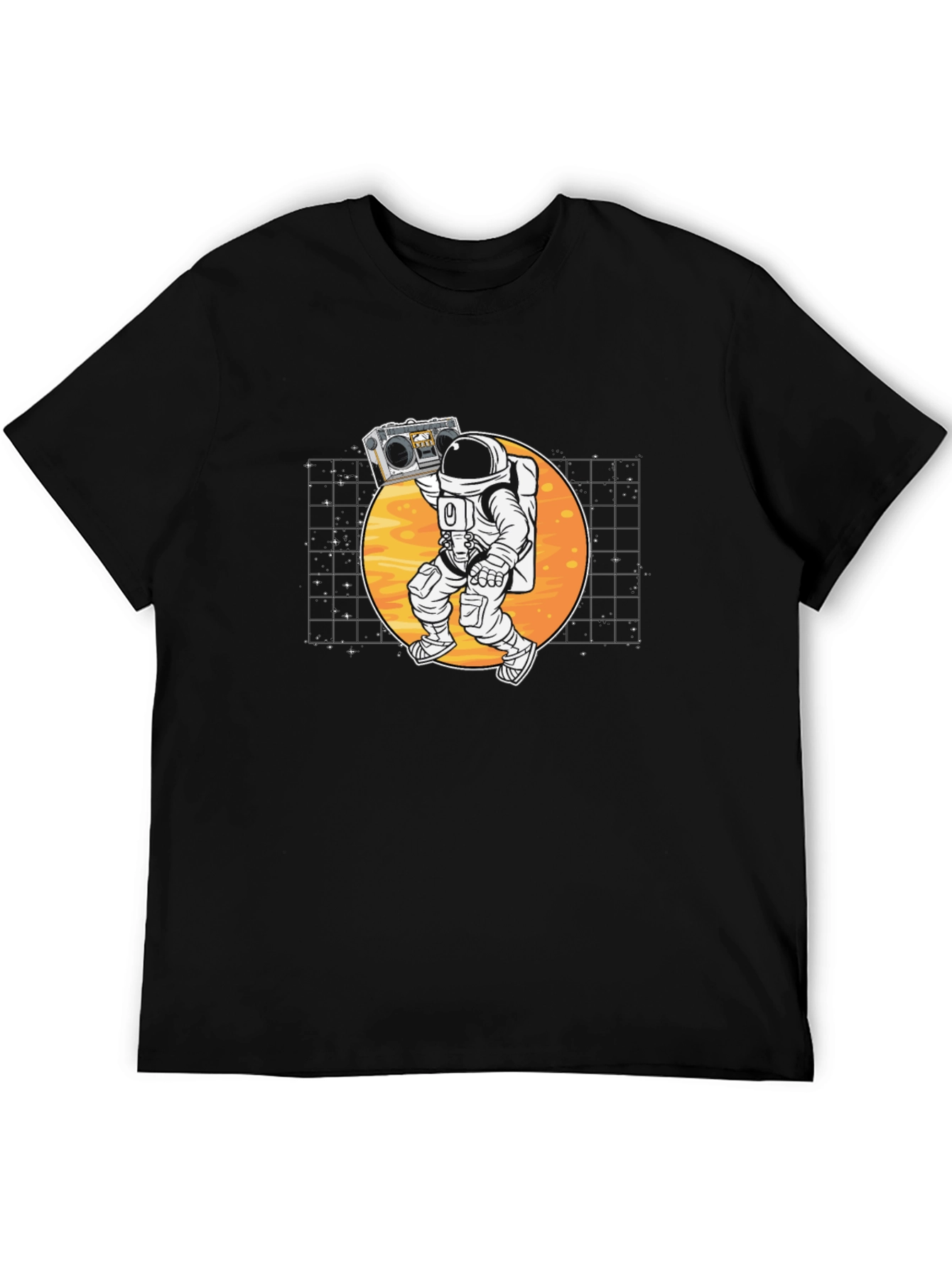 Astronaut Boombox Black T-Shirt - Space Vibes