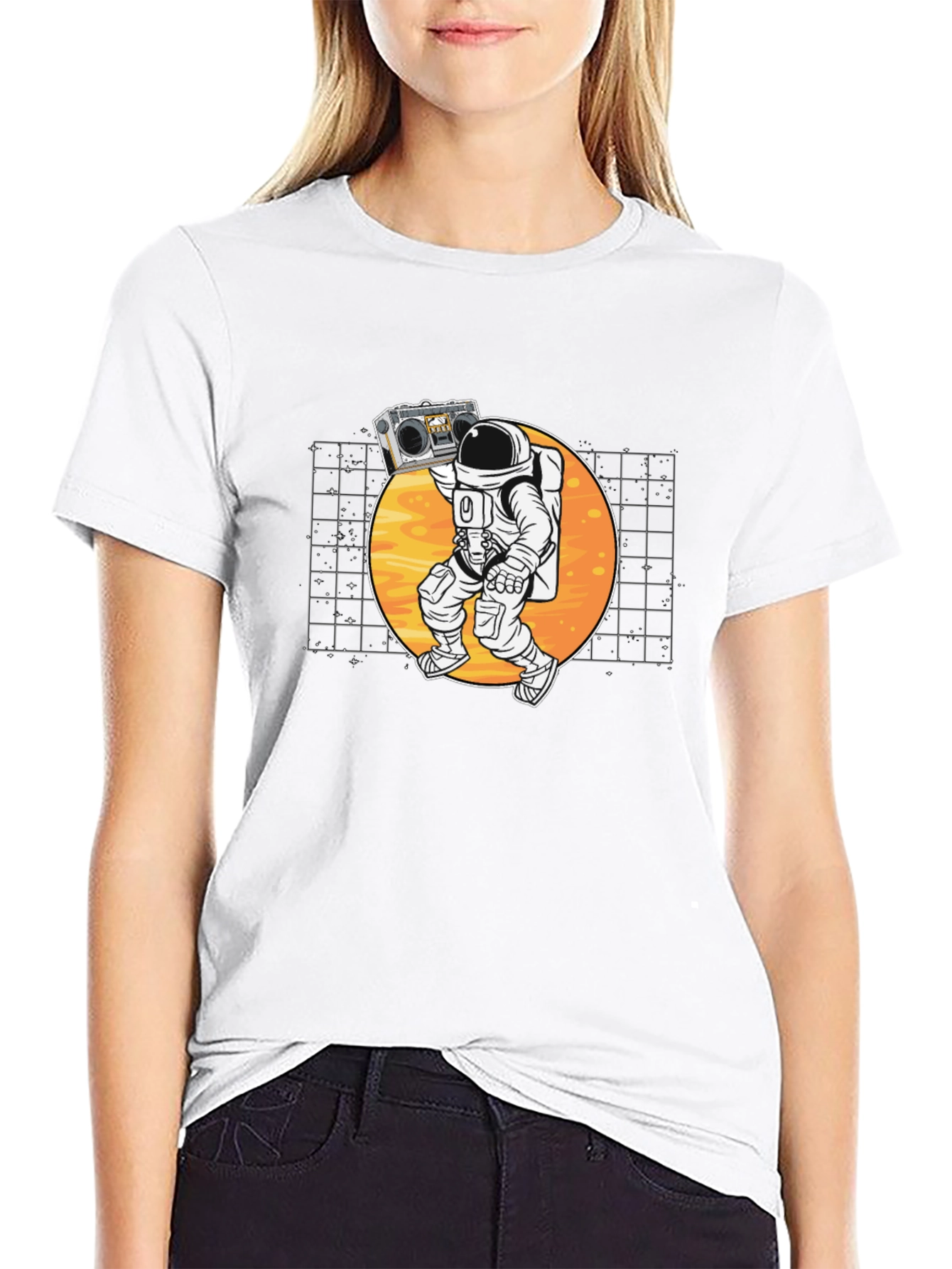 Astronaut Boombox Black T-Shirt - Space Vibes