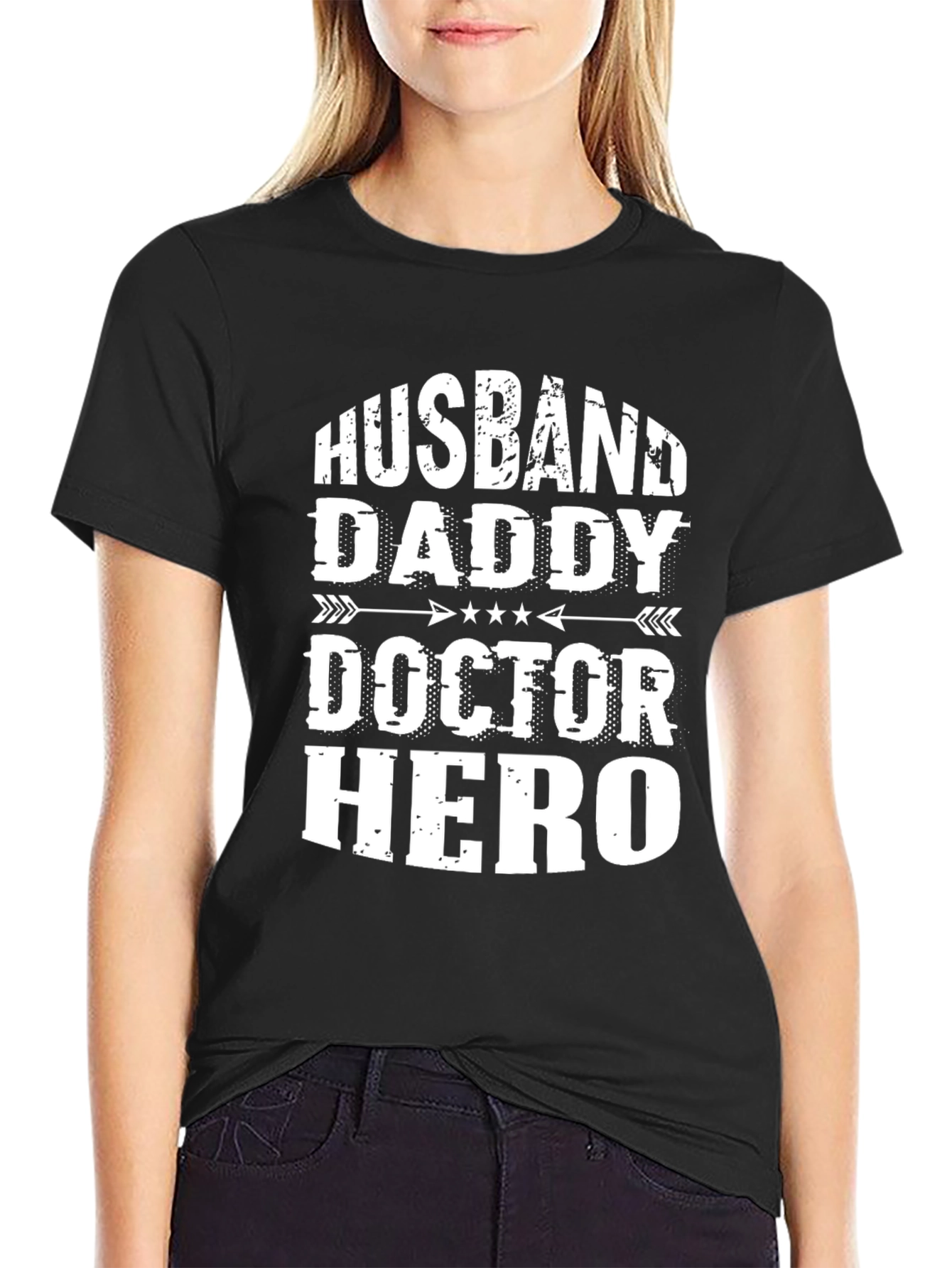Husband Daddy Doctor Hero Black T-Shirt