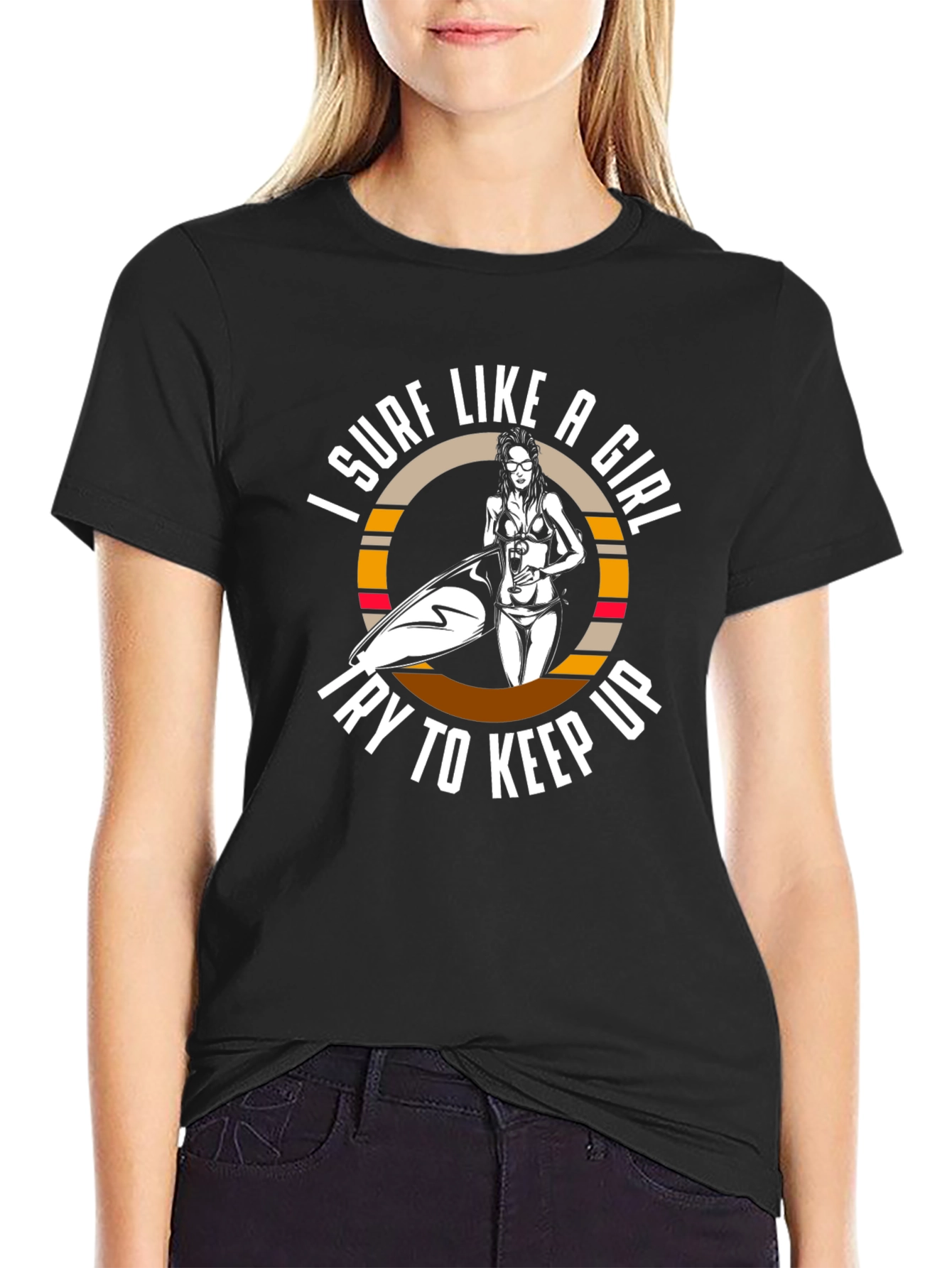 Surf Like A Girl T-Shirt - Black