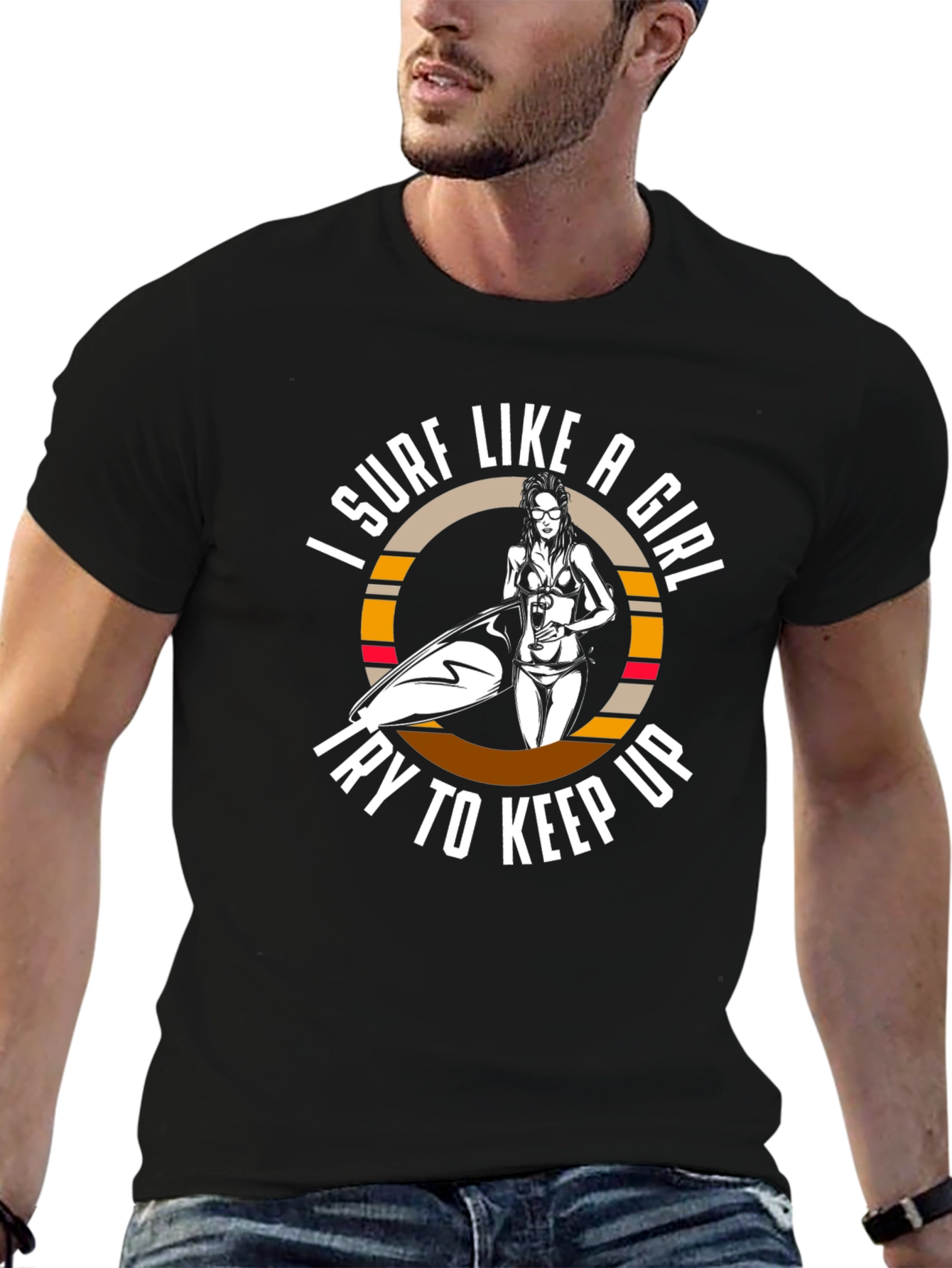 Surf Like A Girl T-Shirt - Black