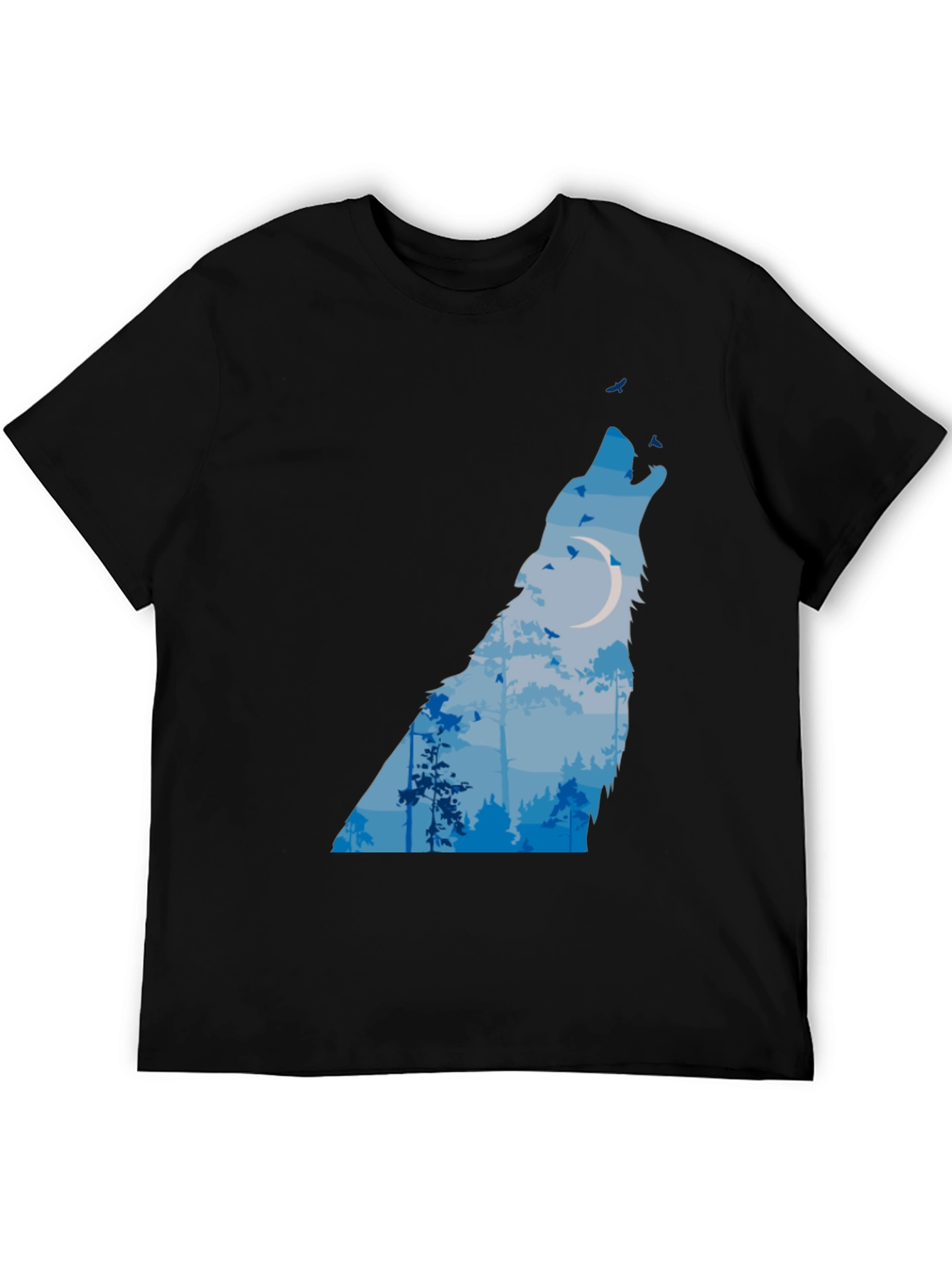 Wolf Moon Forest Graphic Tee - Black T-Shirt