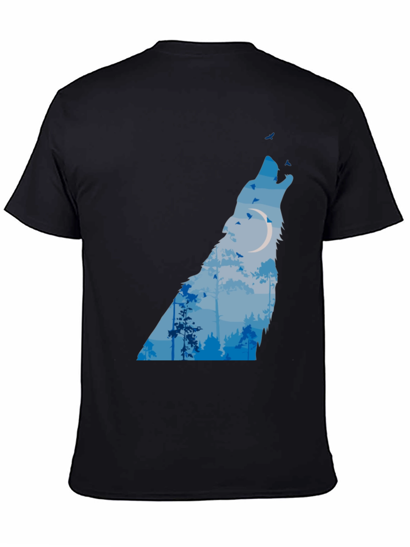 Wolf Moon Forest Graphic Tee - Black T-Shirt