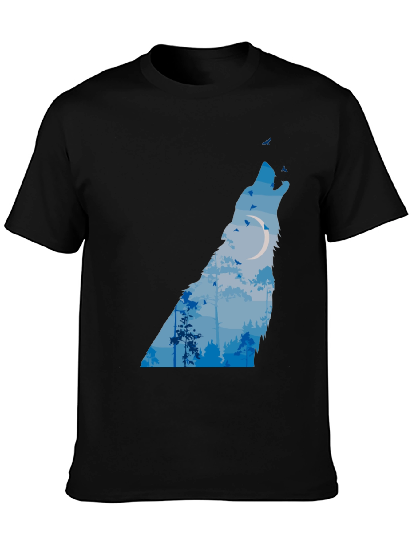 Wolf Moon Forest Graphic Tee - Black T-Shirt