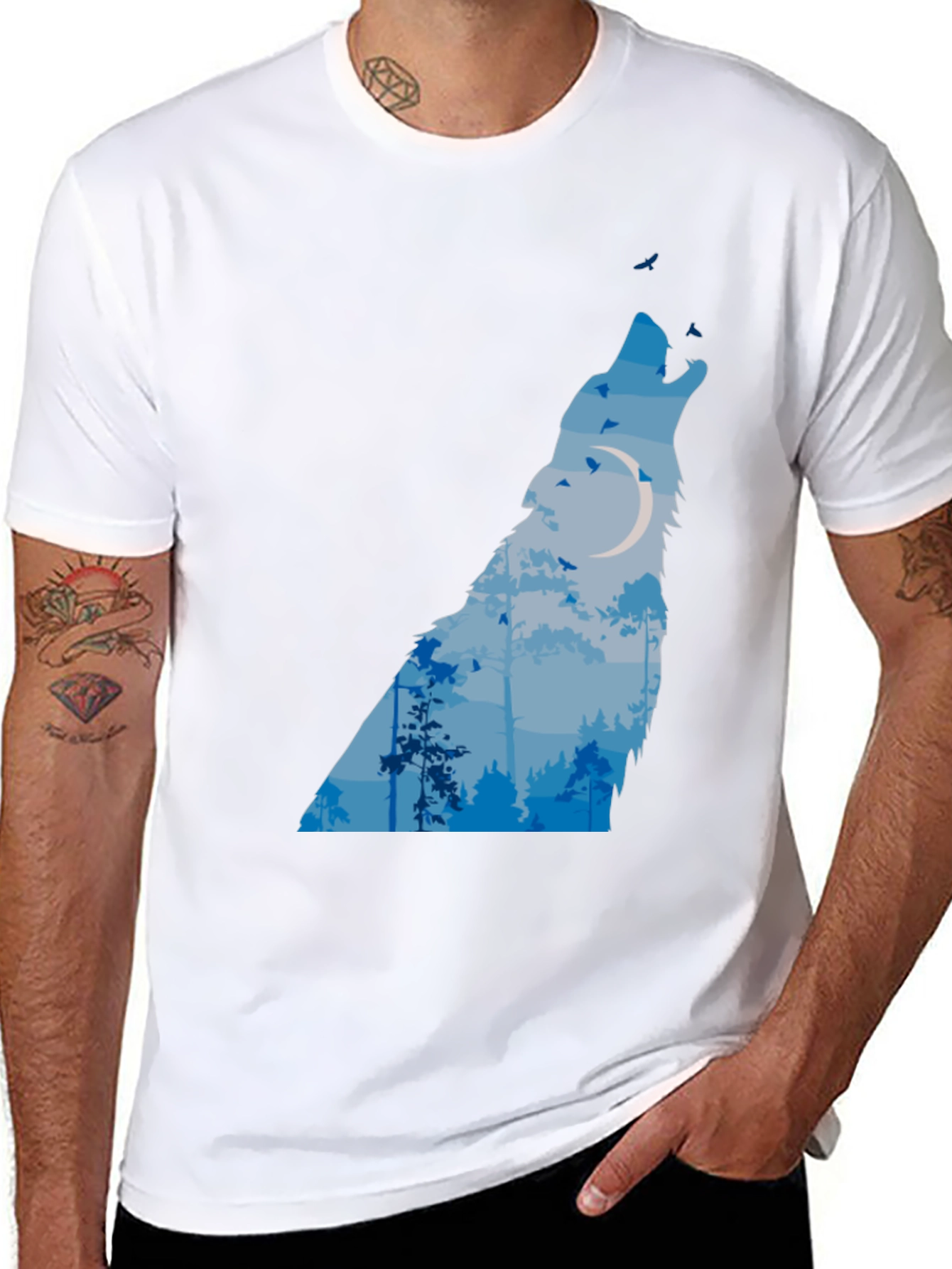 Wolf Moon Forest Graphic Tee - Black T-Shirt