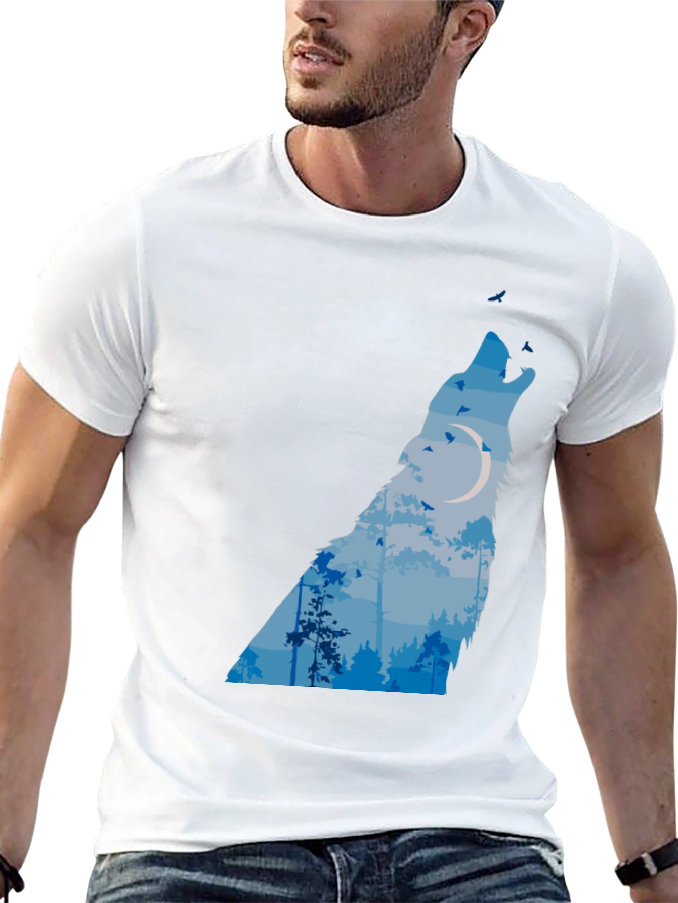 Wolf Moon Forest Graphic Tee - Black T-Shirt