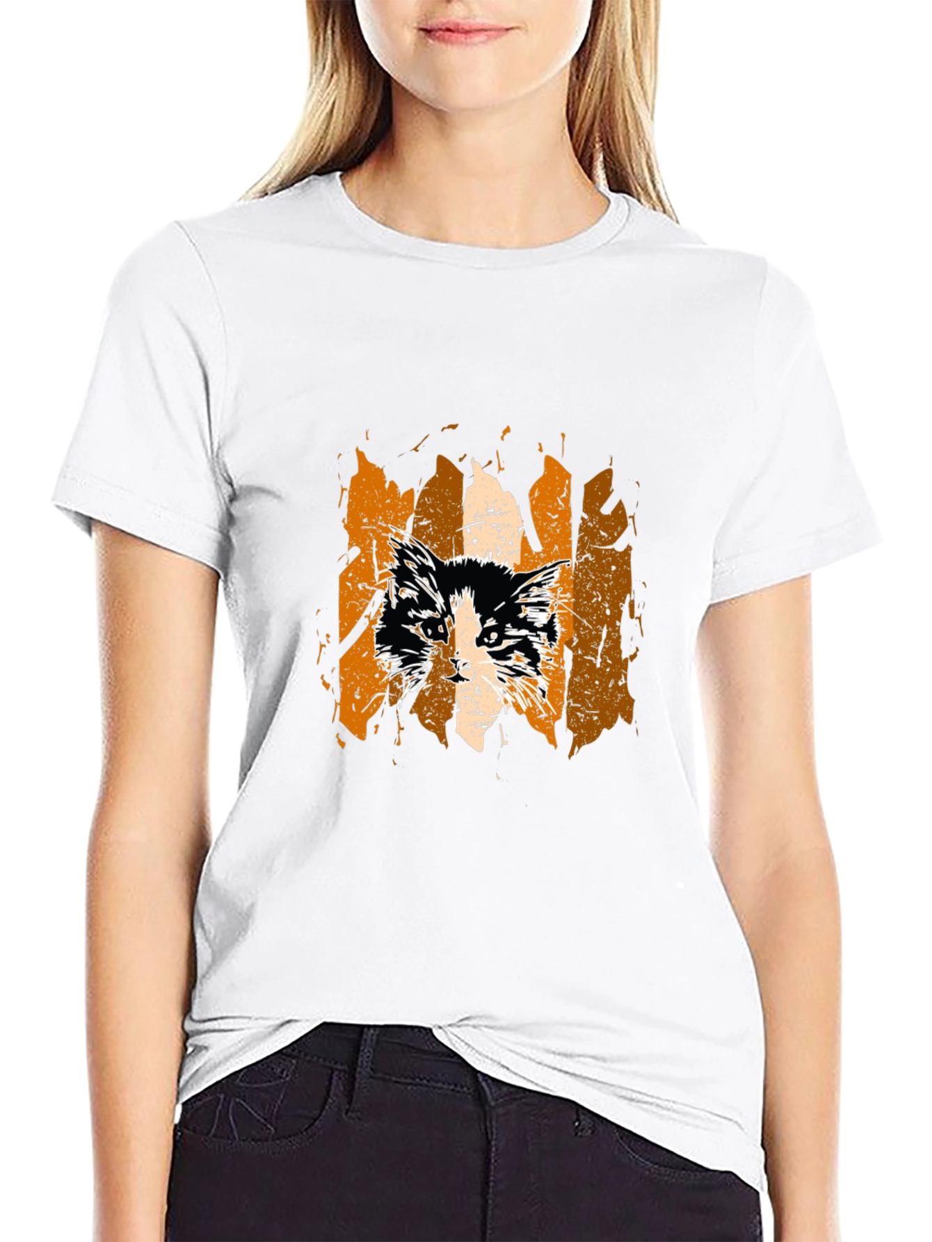 Cat Grunge Graphic Tee - Stylish Unisex T-Shirt