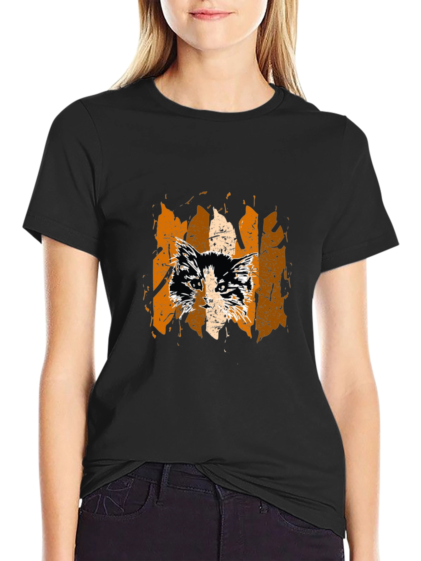 Cat Grunge Graphic Tee - Stylish Unisex T-Shirt