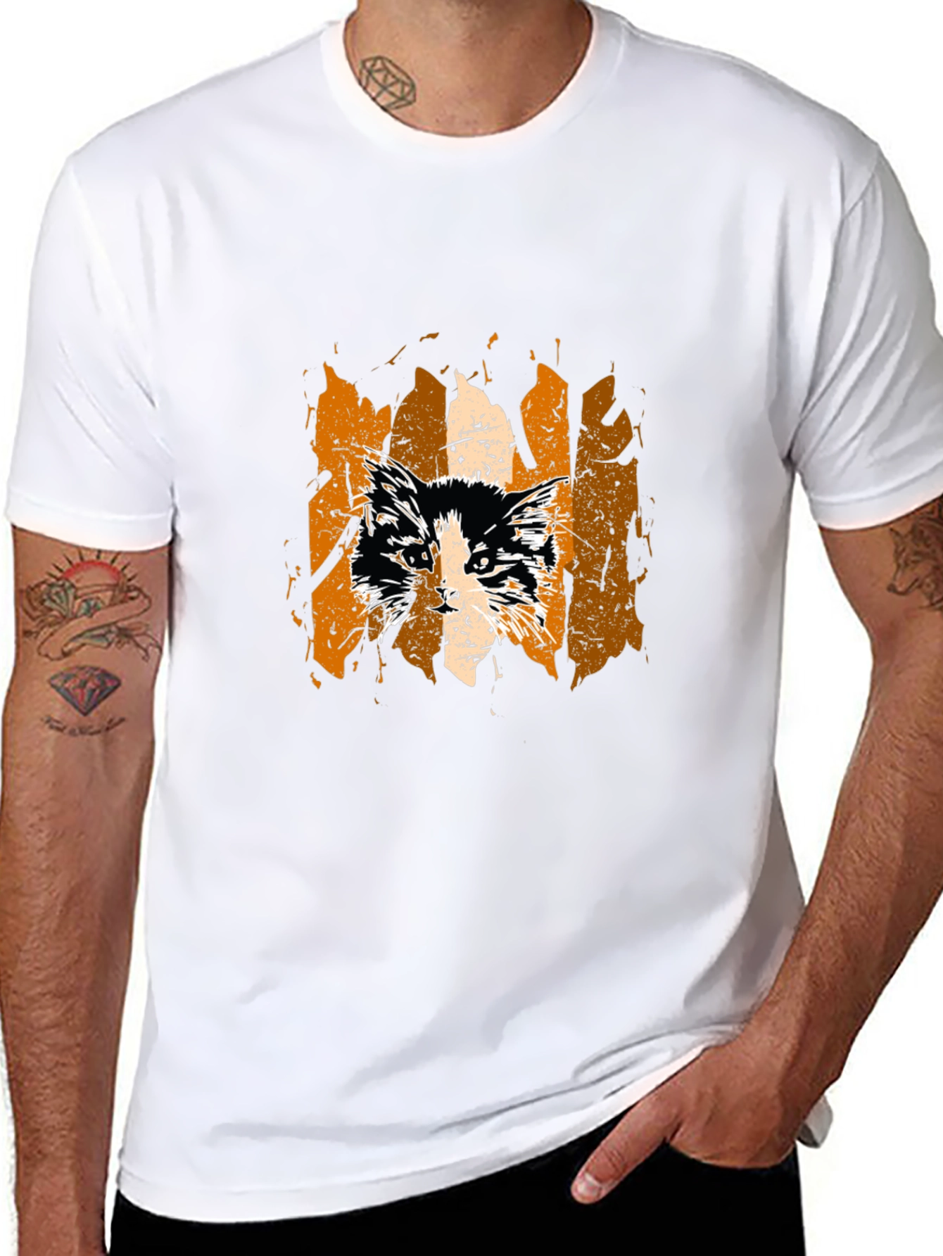 Cat Grunge Graphic Tee - Stylish Unisex T-Shirt