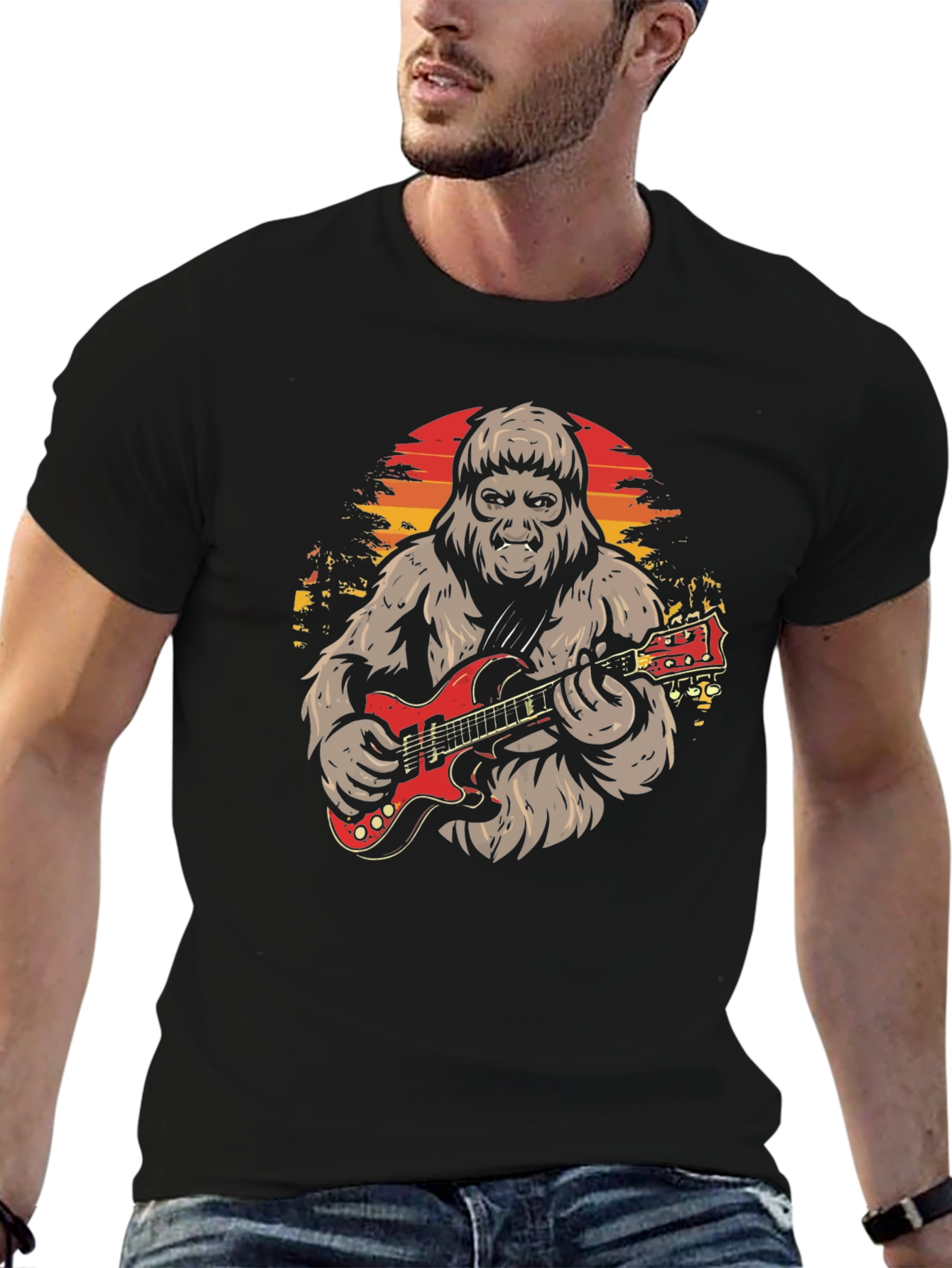 Bigfoot Guitarist Graphic T-Shirt