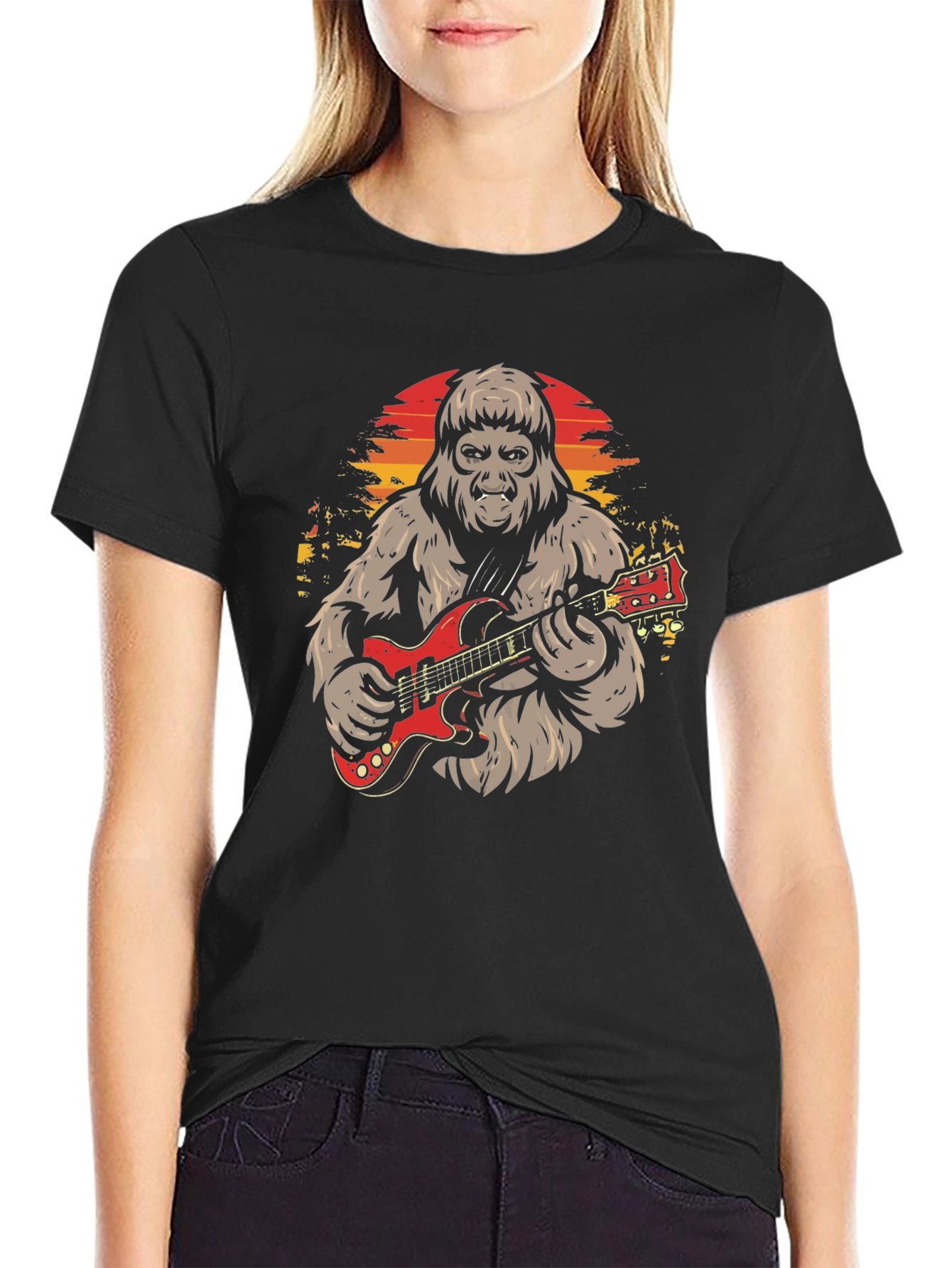 Bigfoot Guitarist Graphic T-Shirt