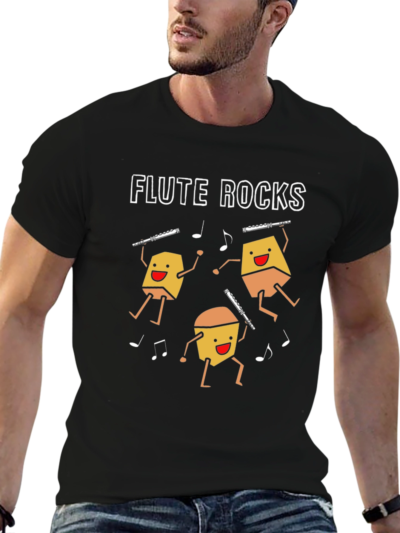 Flute Rocks T-Shirt - Musical Instrument Tee