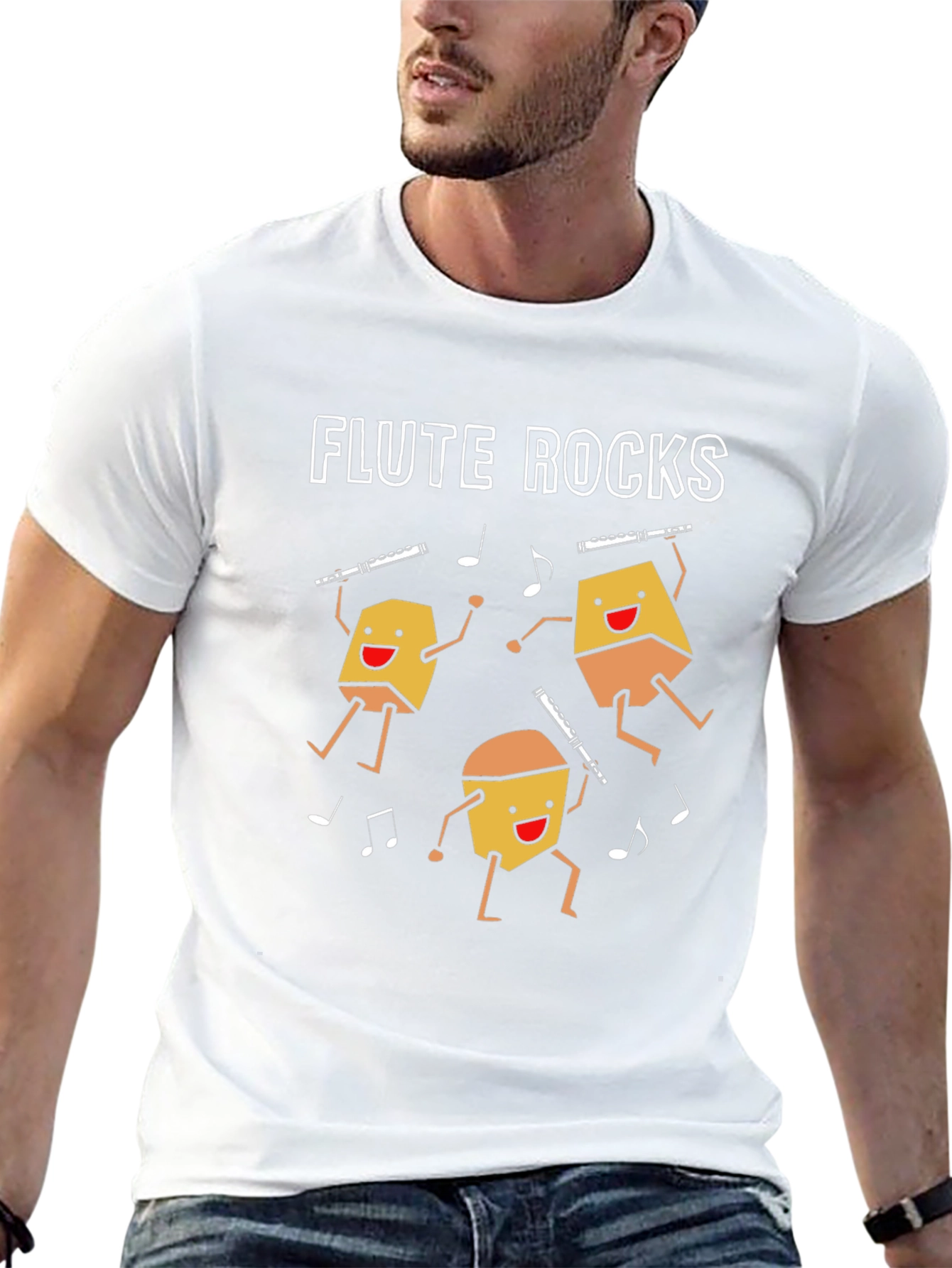 Flute Rocks T-Shirt - Musical Instrument Tee