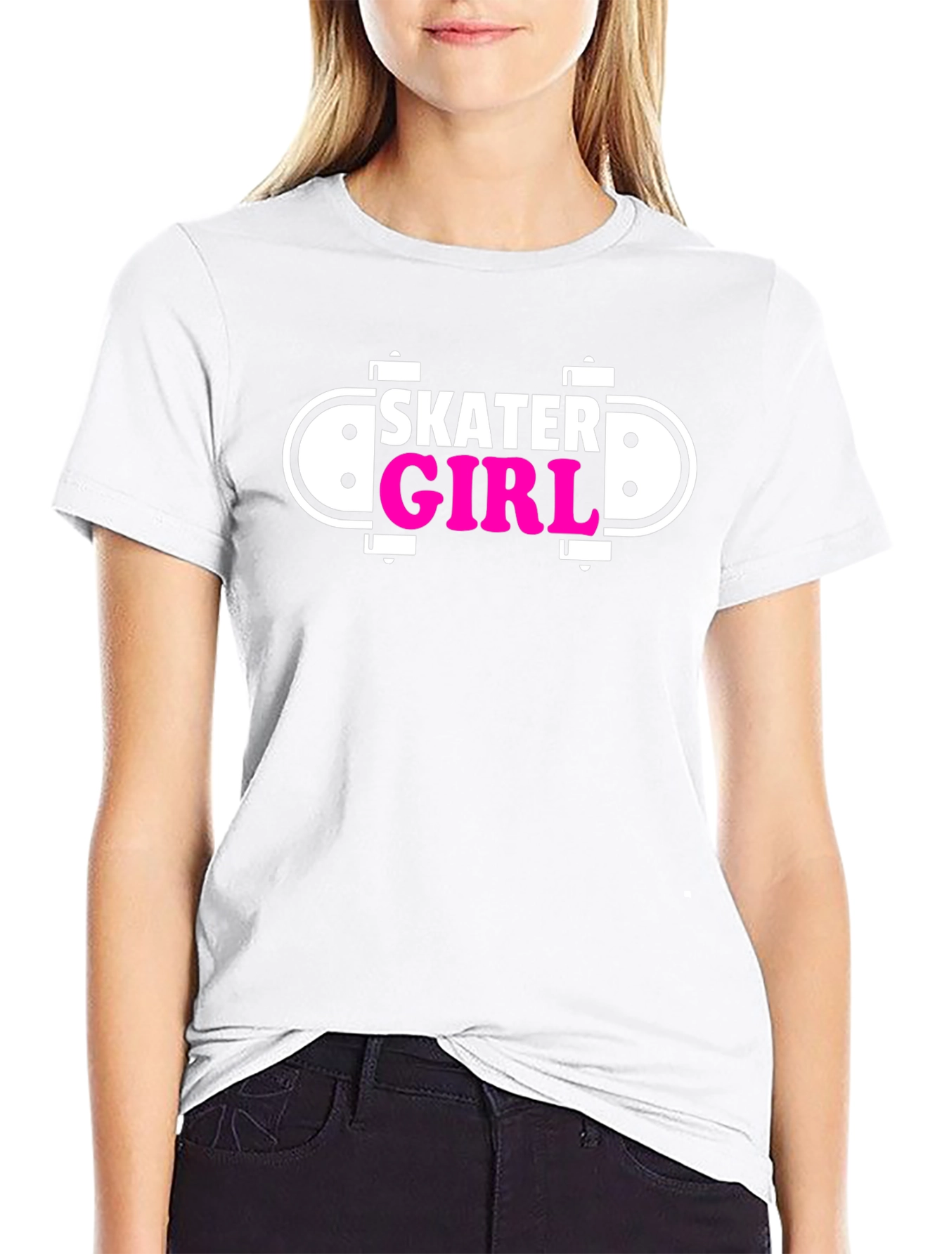 Skater Girl Black Graphic Tee
