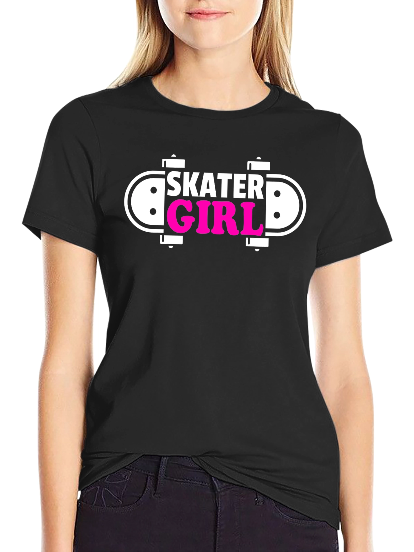 Skater Girl Black Graphic Tee