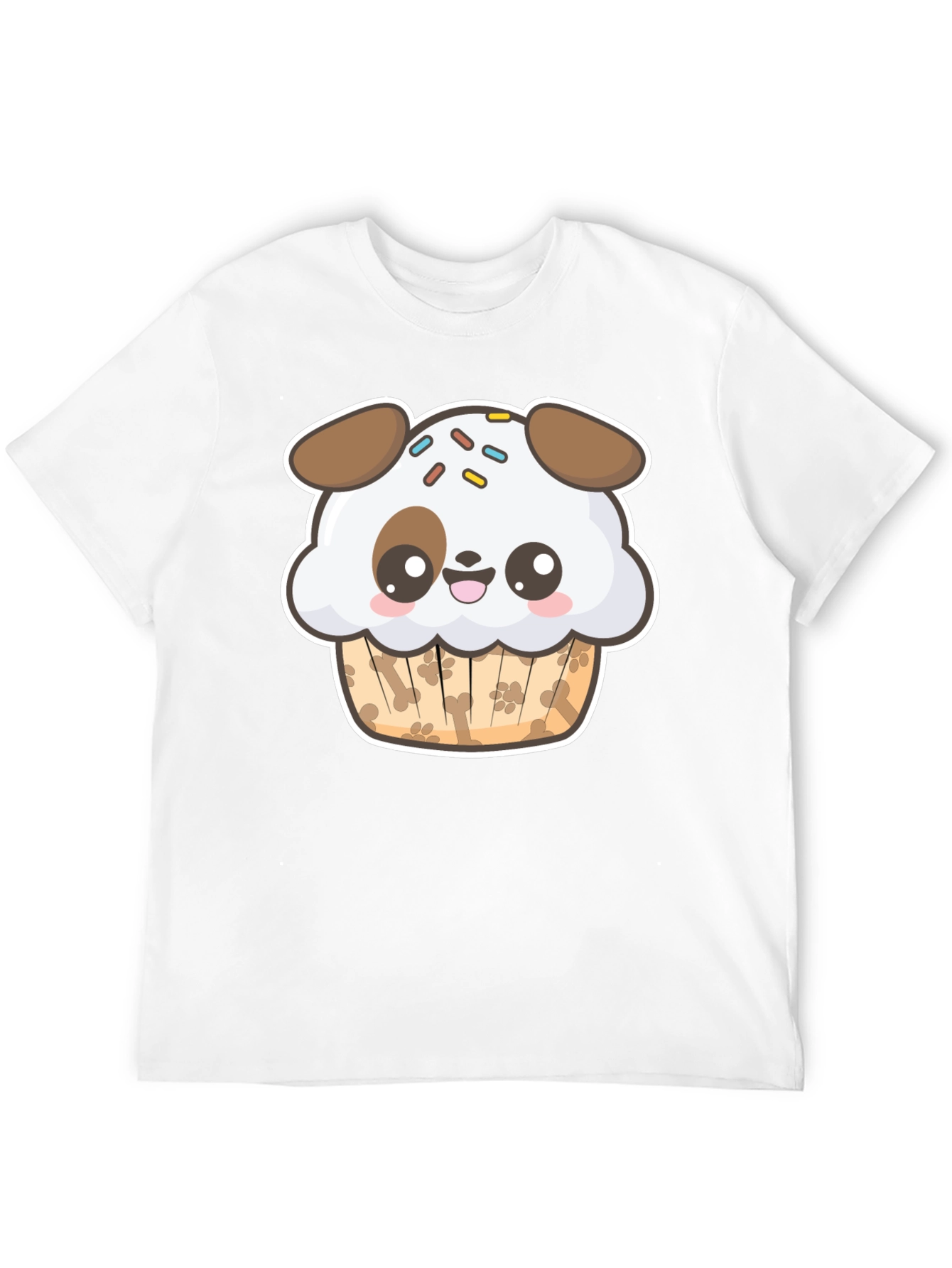 Cute Dog Cupcake Graphic Black T-Shirt