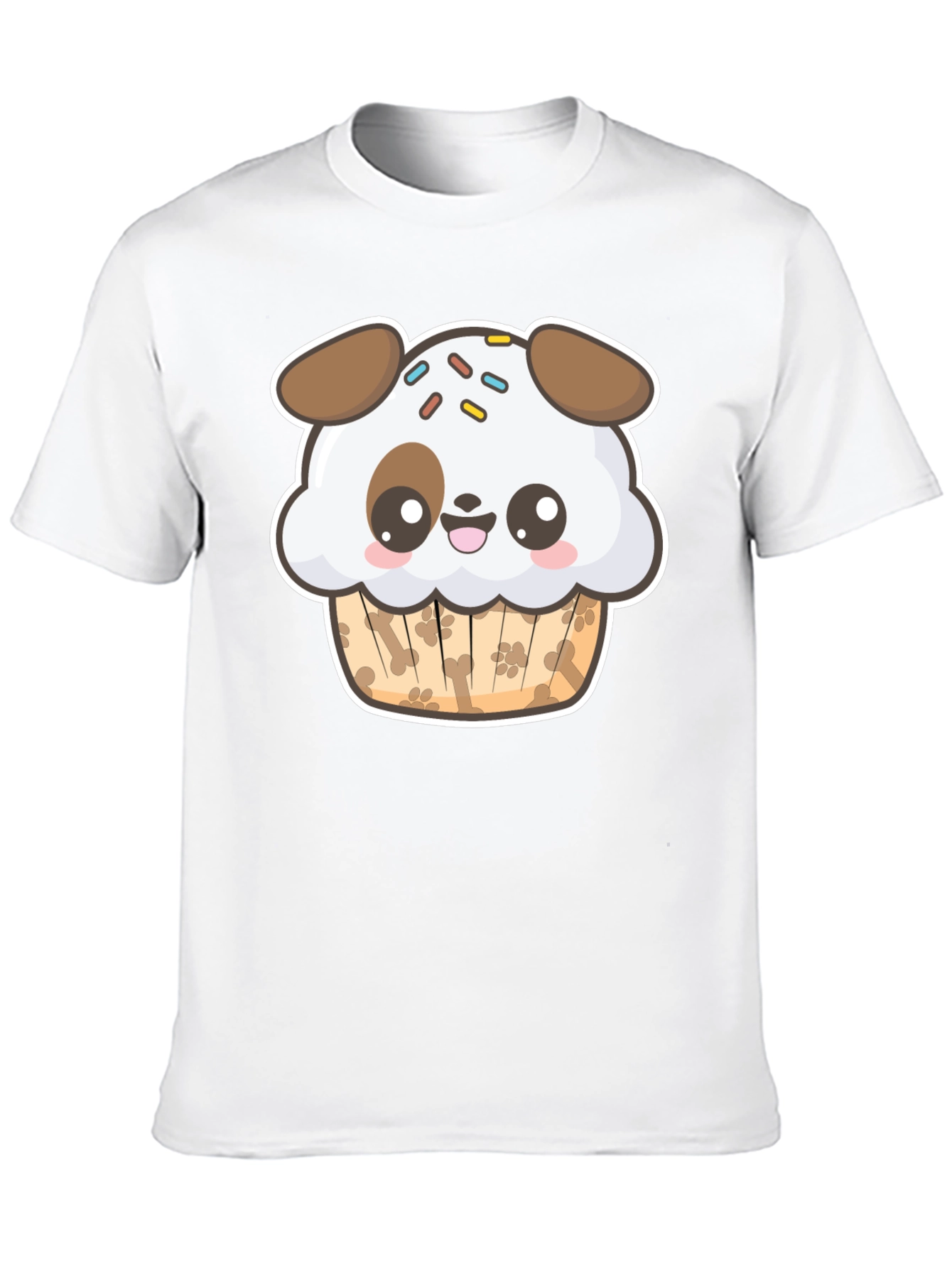Cute Dog Cupcake Graphic Black T-Shirt