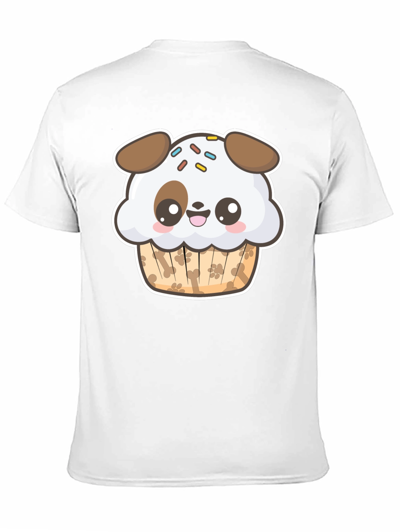 Cute Dog Cupcake Graphic Black T-Shirt