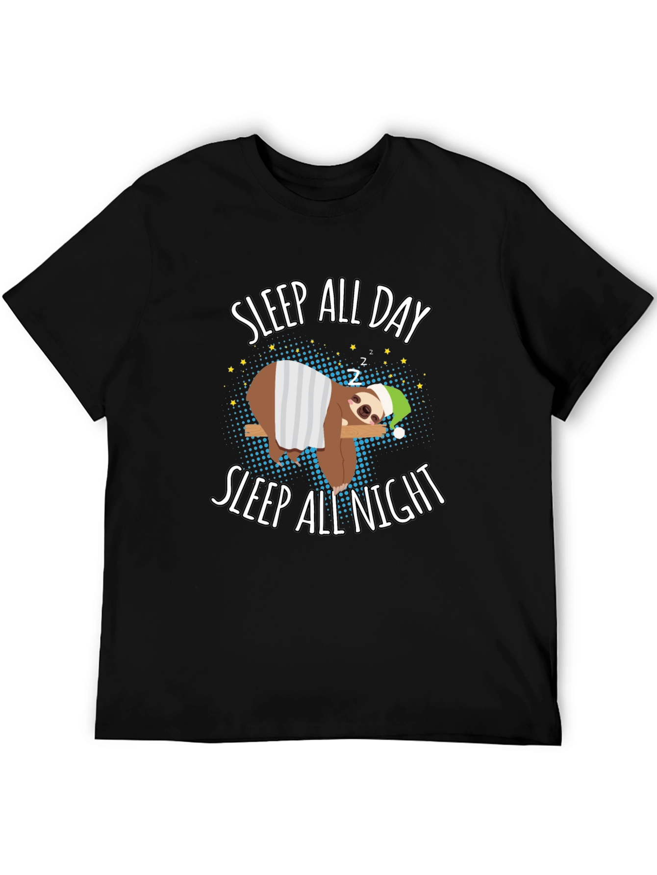 Sleep All Day Sloth Graphic T-Shirt