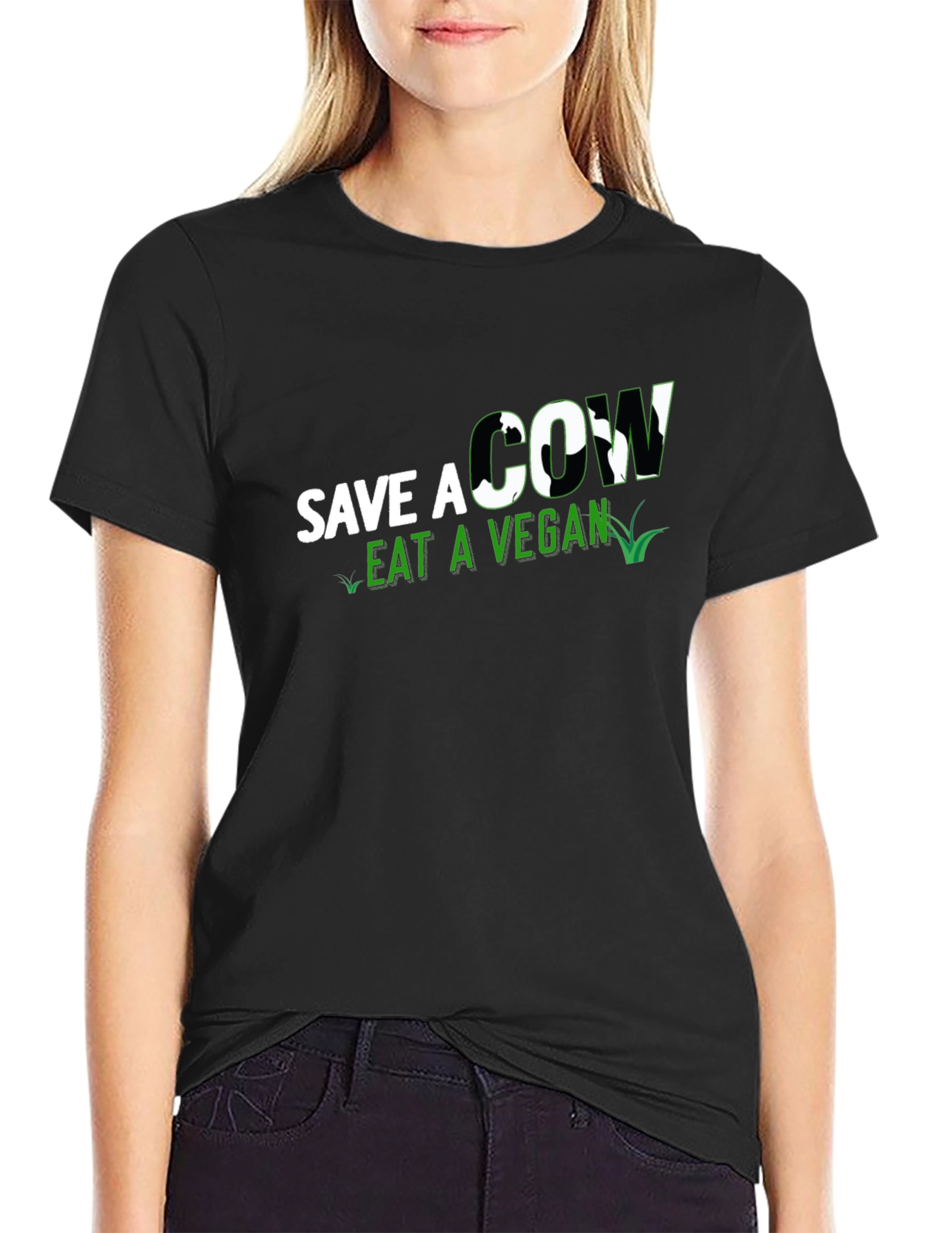 Save a Cow Eat a Vegan Black T-Shirt