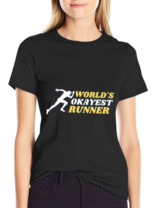 Worlds Okayest Runner Black Graphic T-Shirt