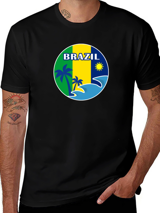 Brazil Graphic Tee - Tropical Beach Design T-Shirt