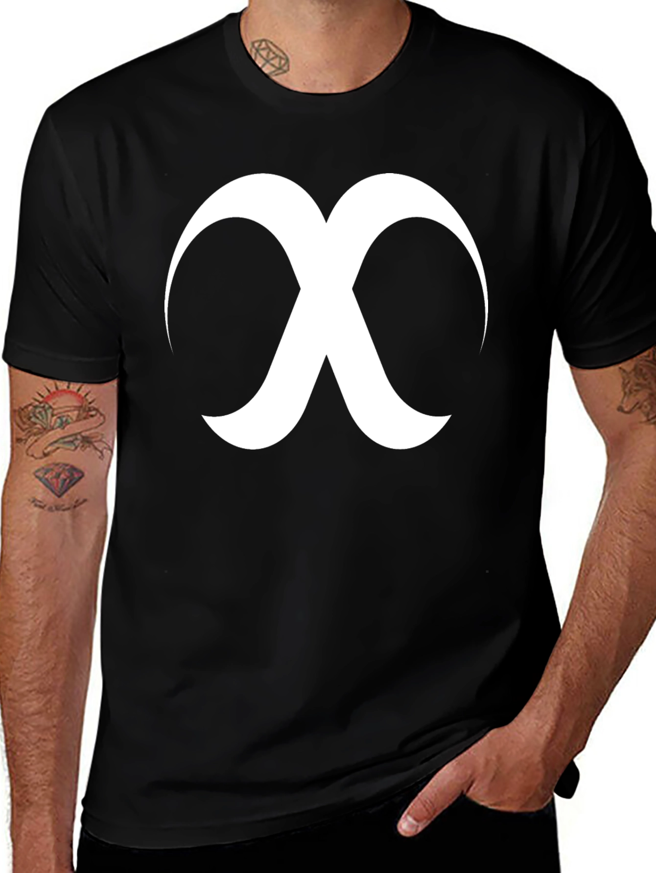 Minimalist Crescent Moon X Graphic Black T-Shirt