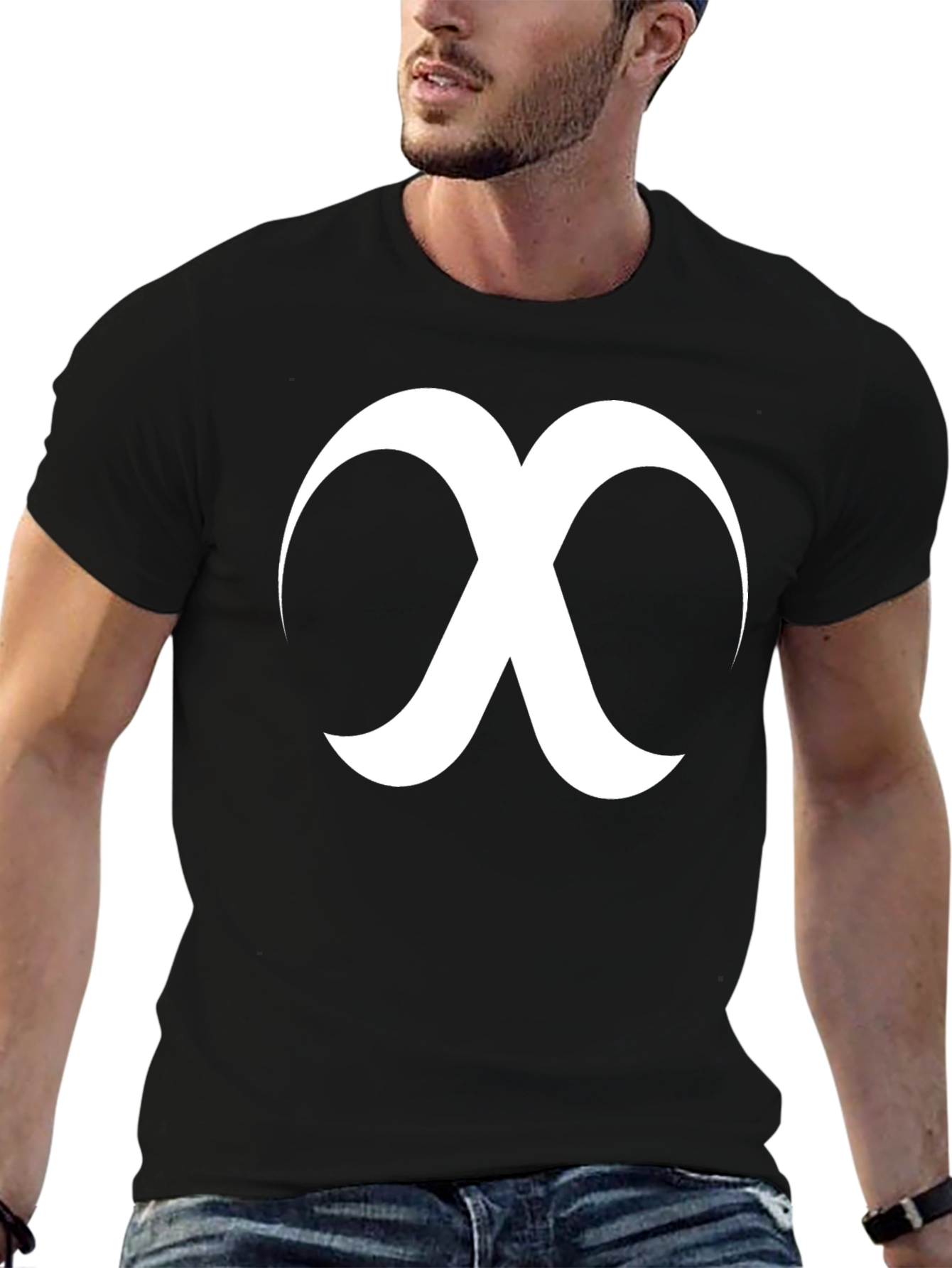 Minimalist Crescent Moon X Graphic Black T-Shirt