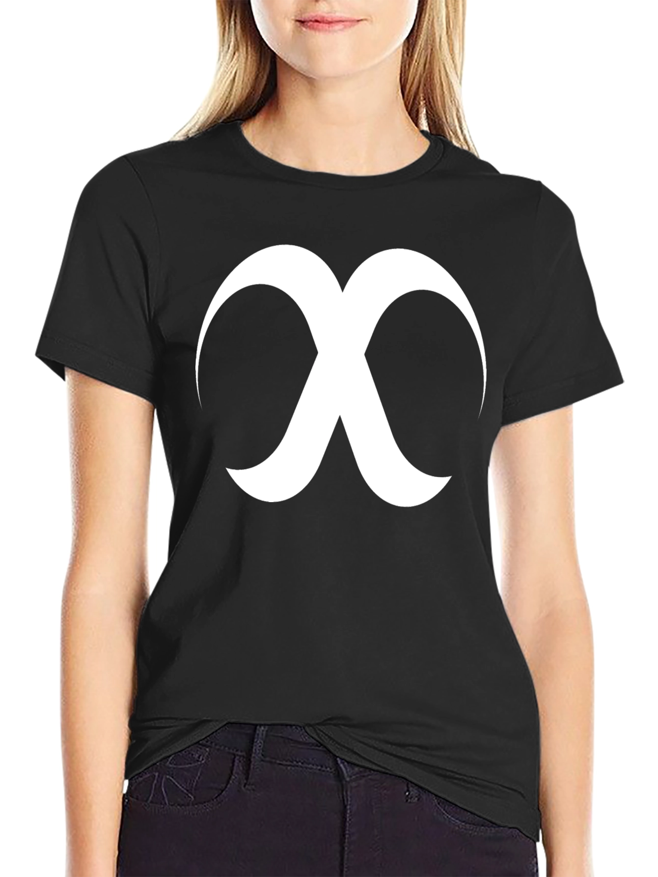 Minimalist Crescent Moon X Graphic Black T-Shirt