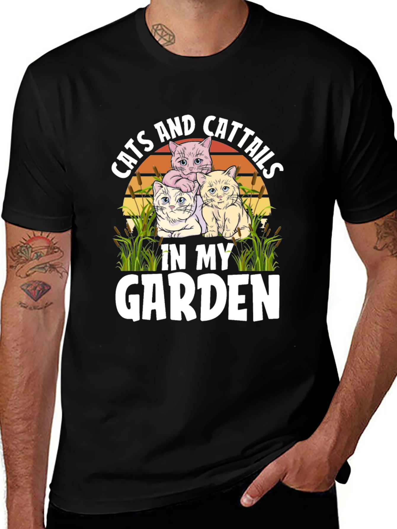 Cats and Cattails in my Garden T-Shirt