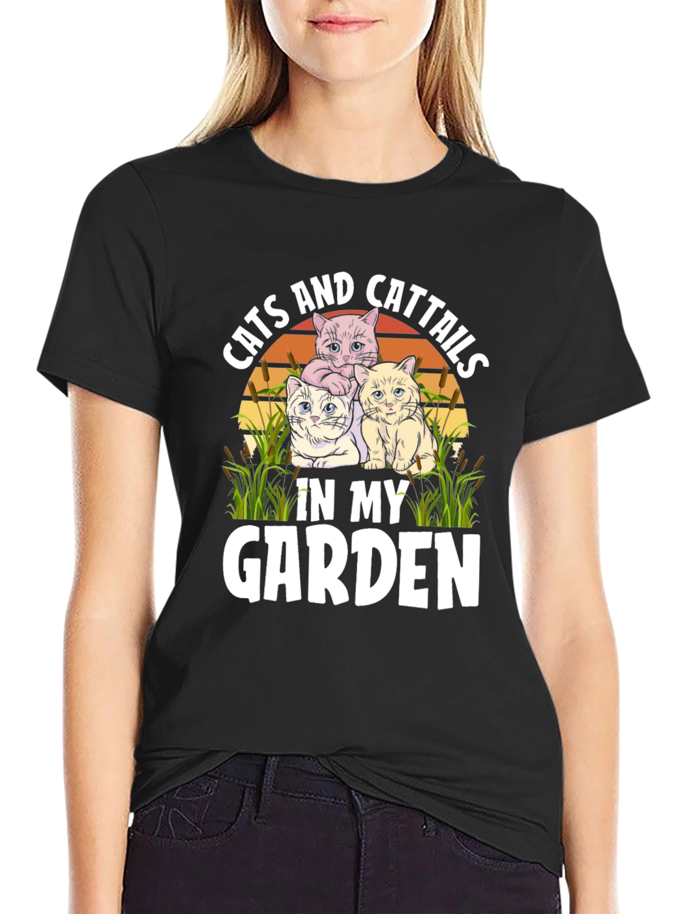 Cats and Cattails in my Garden T-Shirt