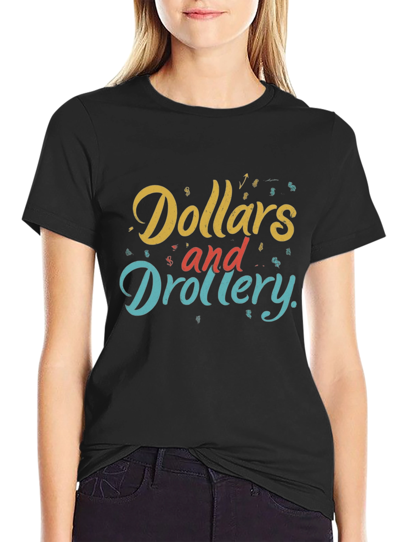 Dollars and Drollery Black Graphic Tee