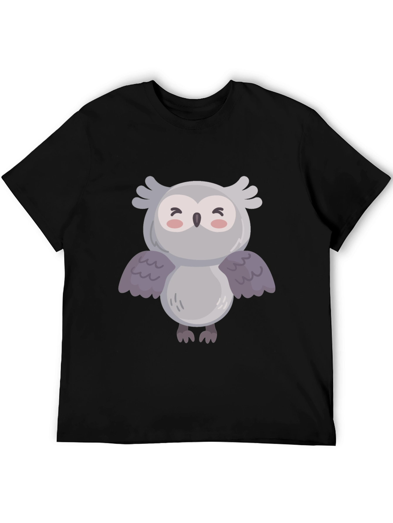 Cute Owl Graphic Black T-Shirt