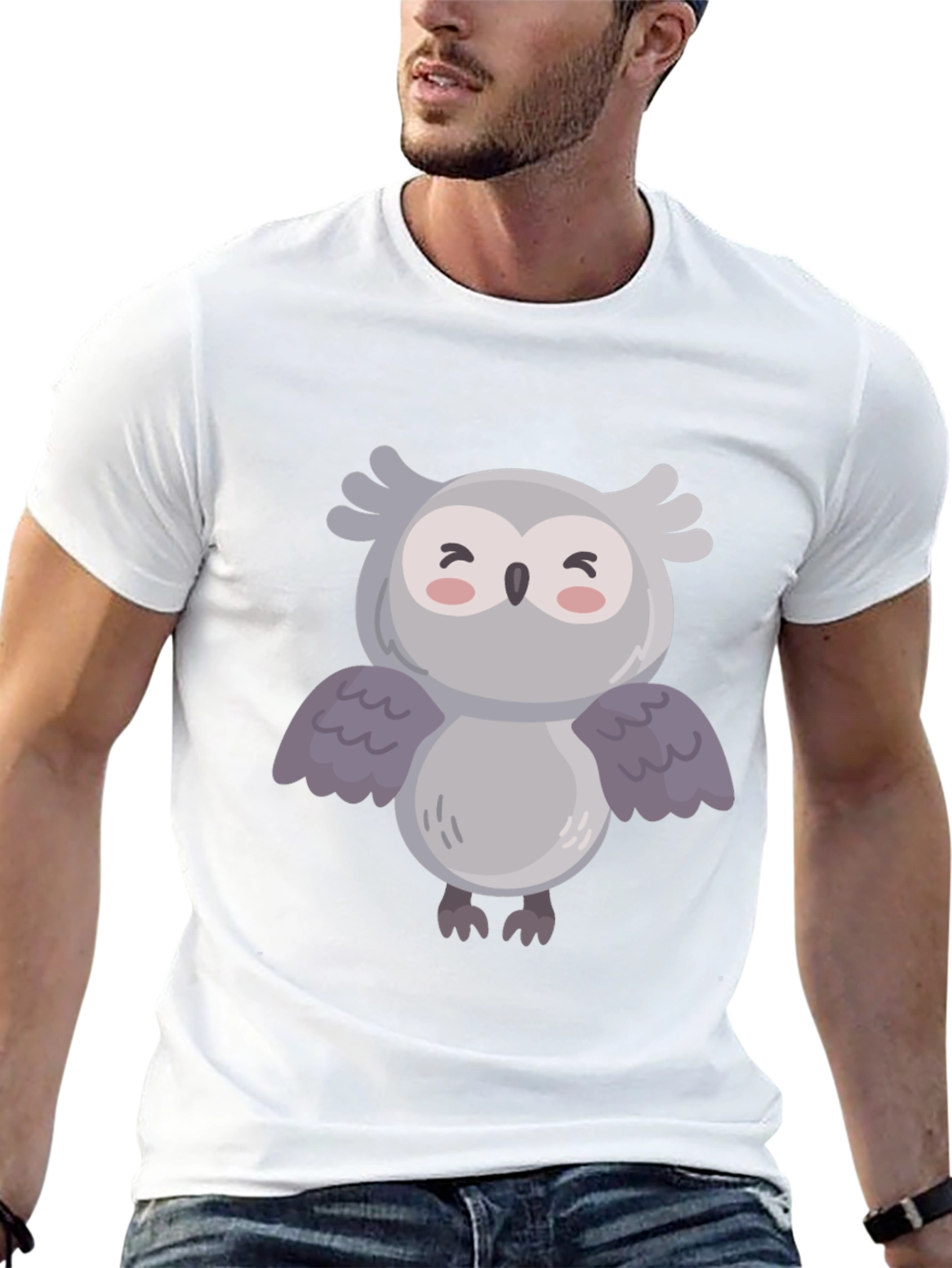 Cute Owl Graphic Black T-Shirt